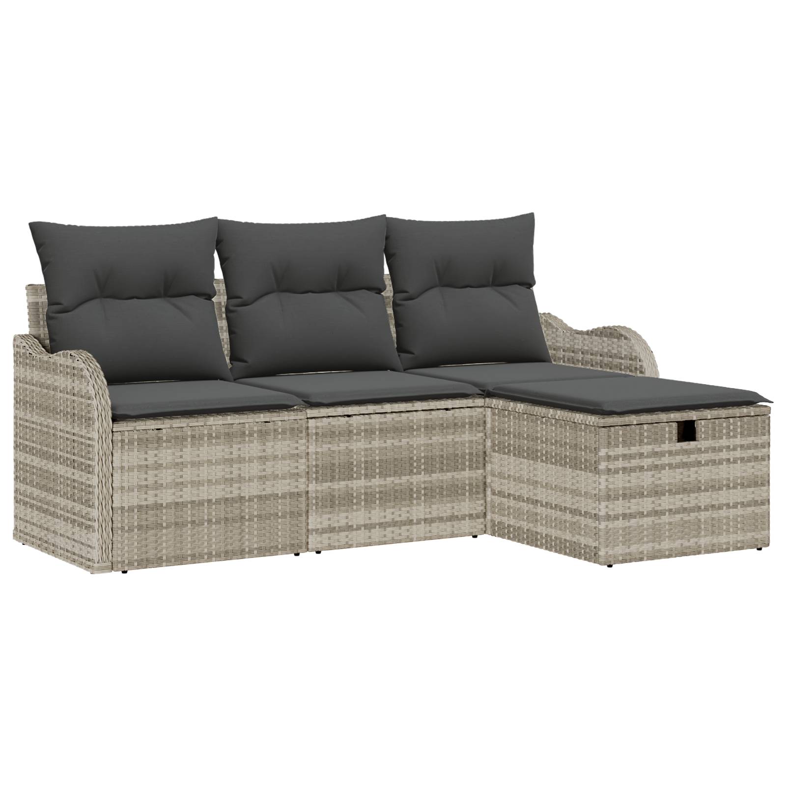 vidaXL 4-teiliges Garten Sofa Set mit Kissen, hellgrauem Poly Rattan