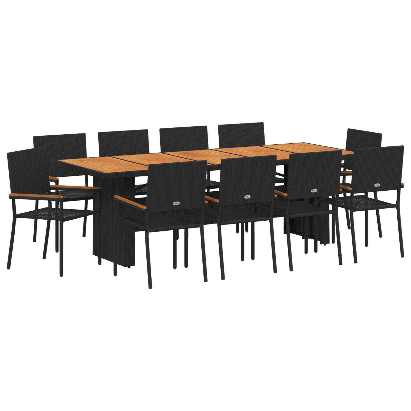 vidaXL 11-tlg. Garten-Essgruppe Schwarz Poly Rattan