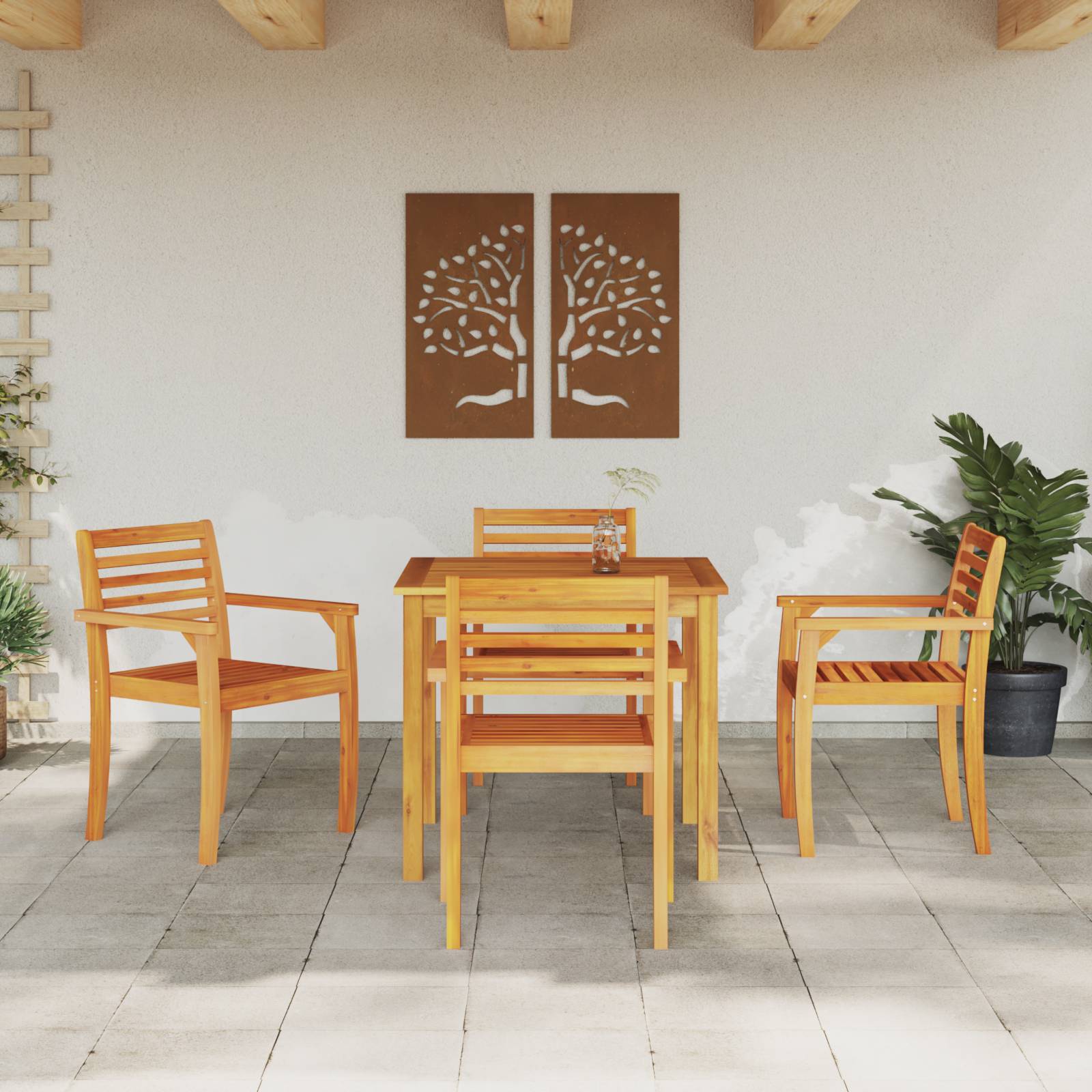 vidaXL 5-tlg. Garten-Essgruppe Massivholz Akazie