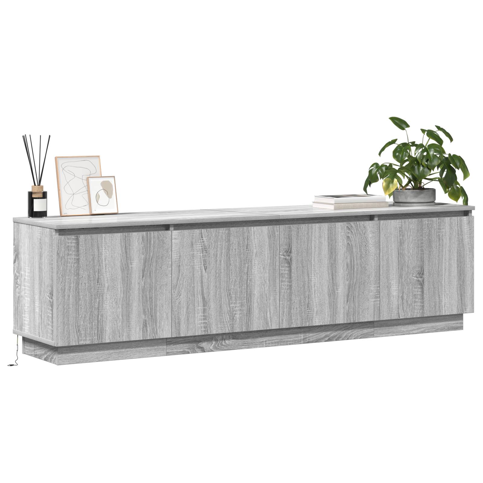 vidaXL TV Schrank mit LED Grau Sonoma 180x38x49 cm Holzwerkstoff