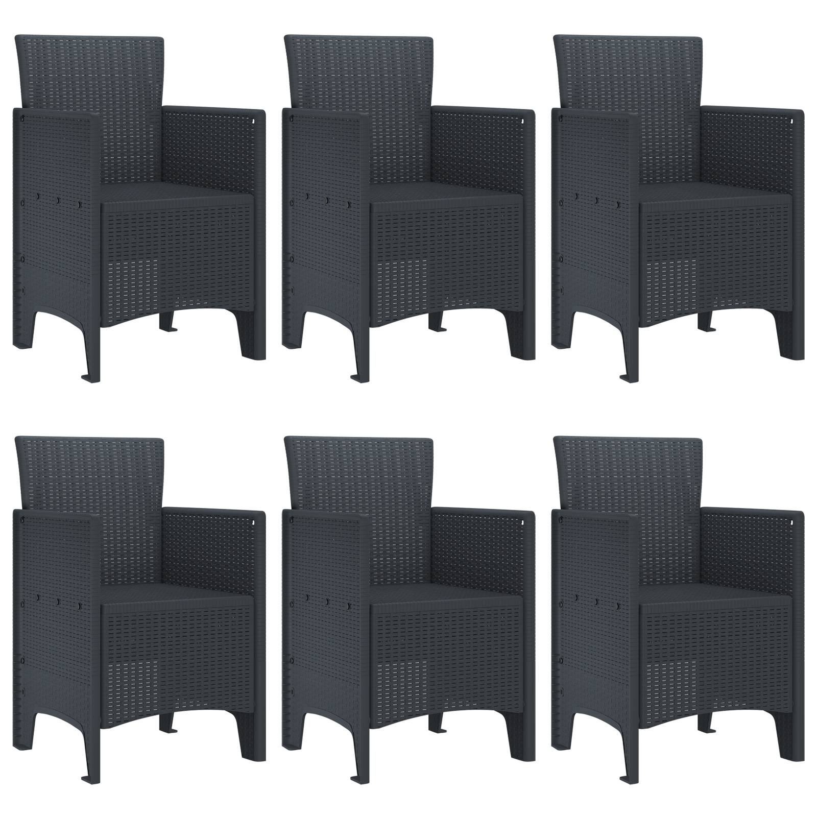 vidaXL 7-teiliges Garten Esszimmer Set Anthrazit Poly Rattan