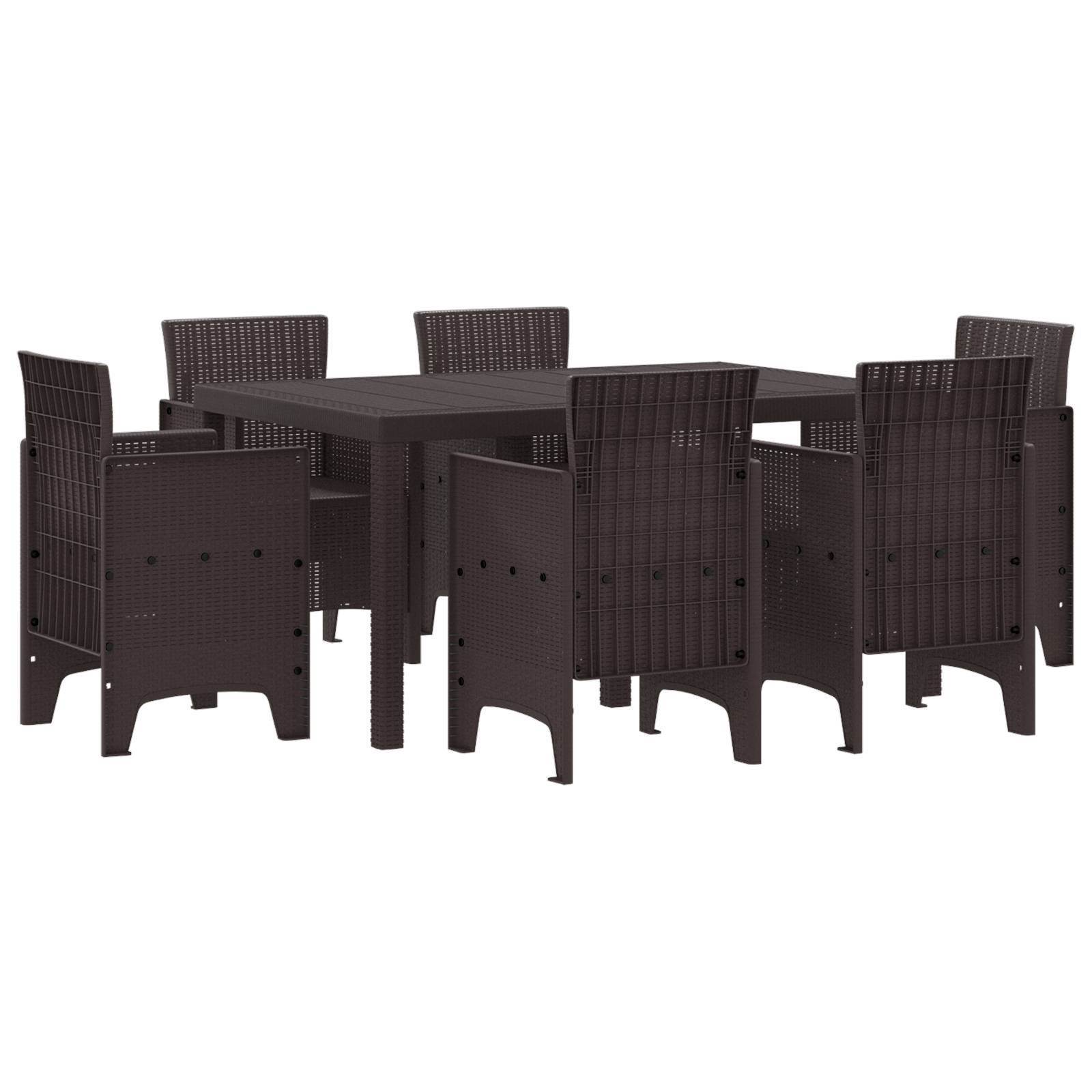 vidaXL 7-teiliges Garten-Esszimmer-Set Braun Poly-Rattan