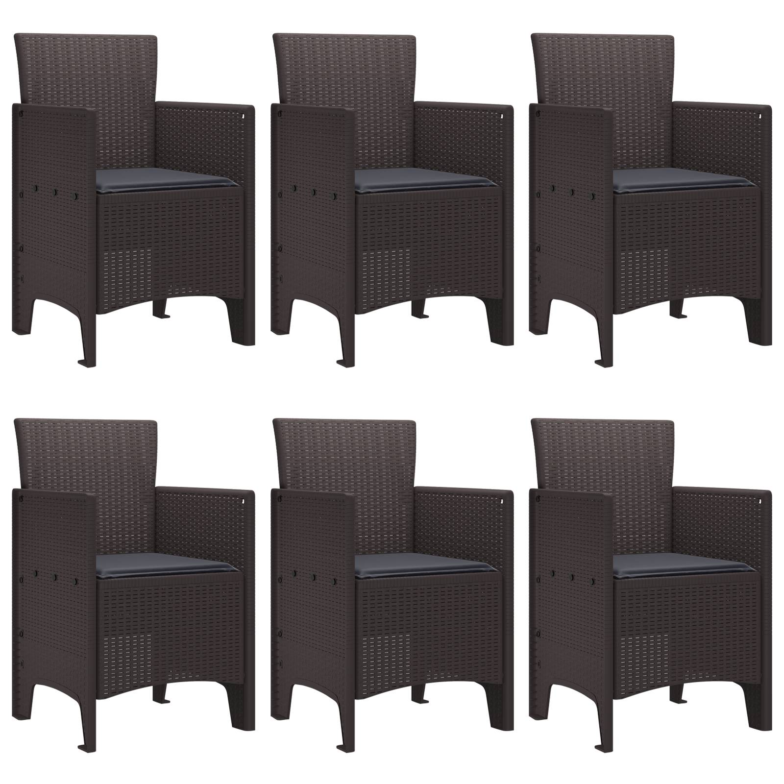 vidaXL 7-teiliges Garten Essset mit Kissen Braun Poly Rattan