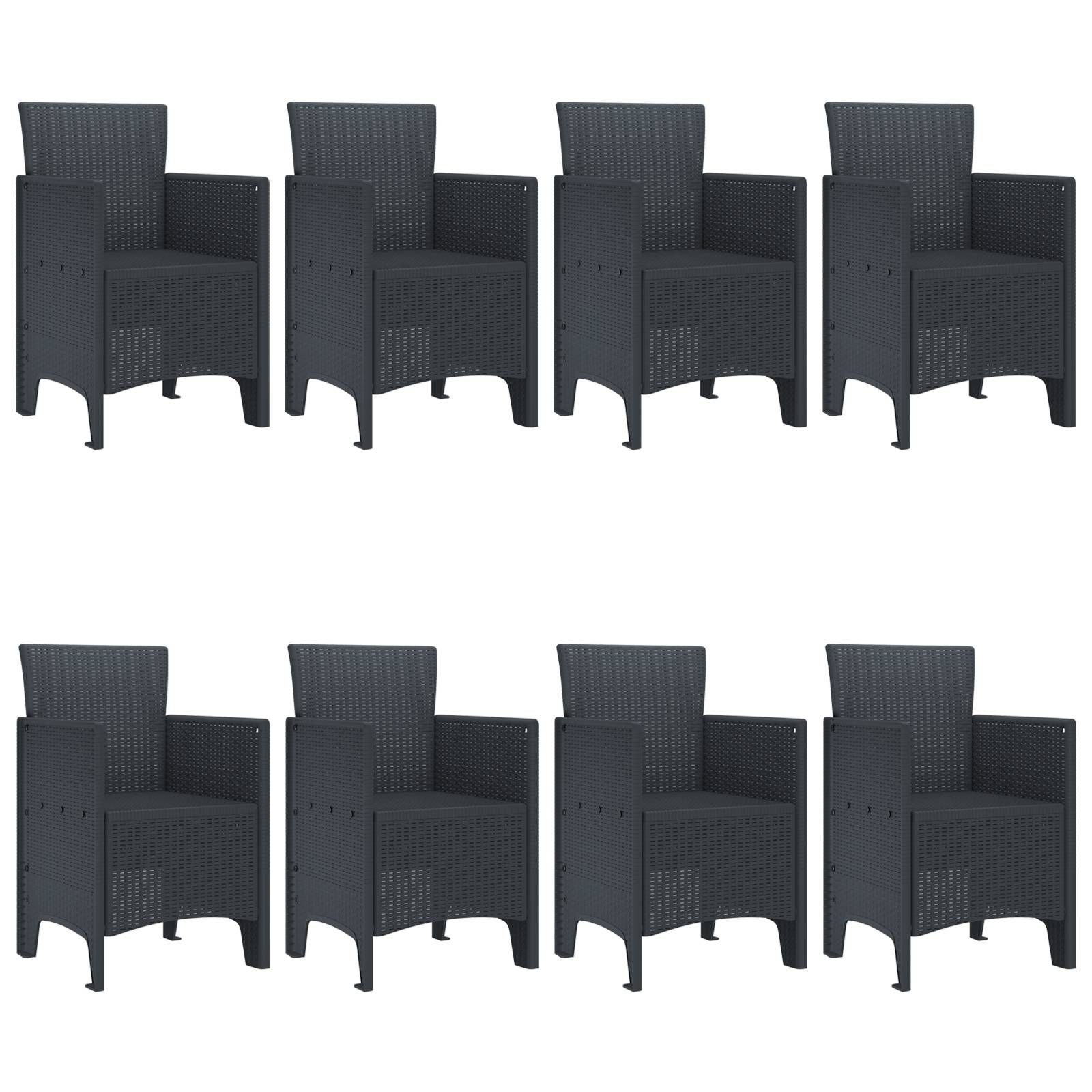 vidaXL 9-teiliges Garten Essset Anthrazit Poly Rattan