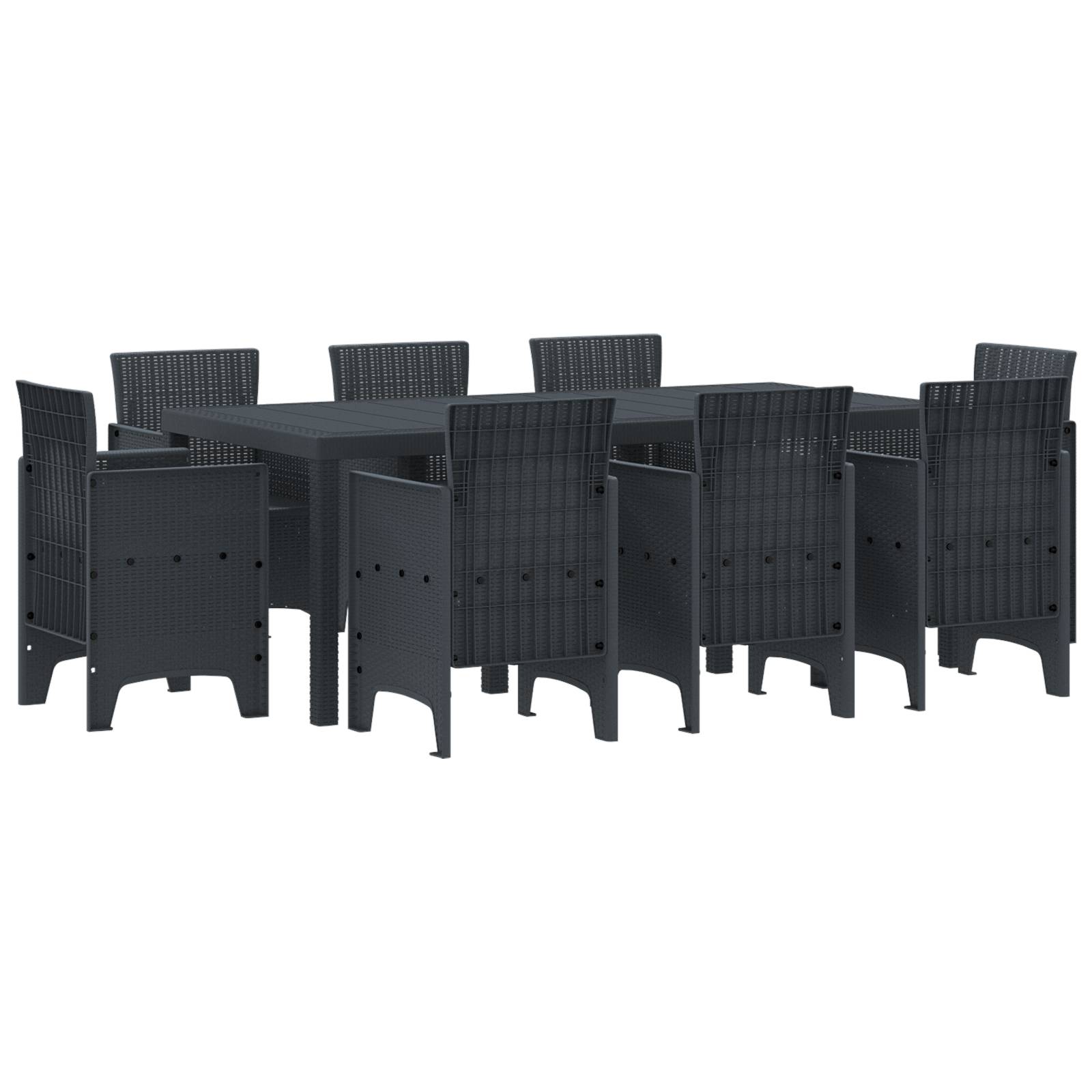 vidaXL 9-teiliges Garten Essset Anthrazit Poly Rattan
