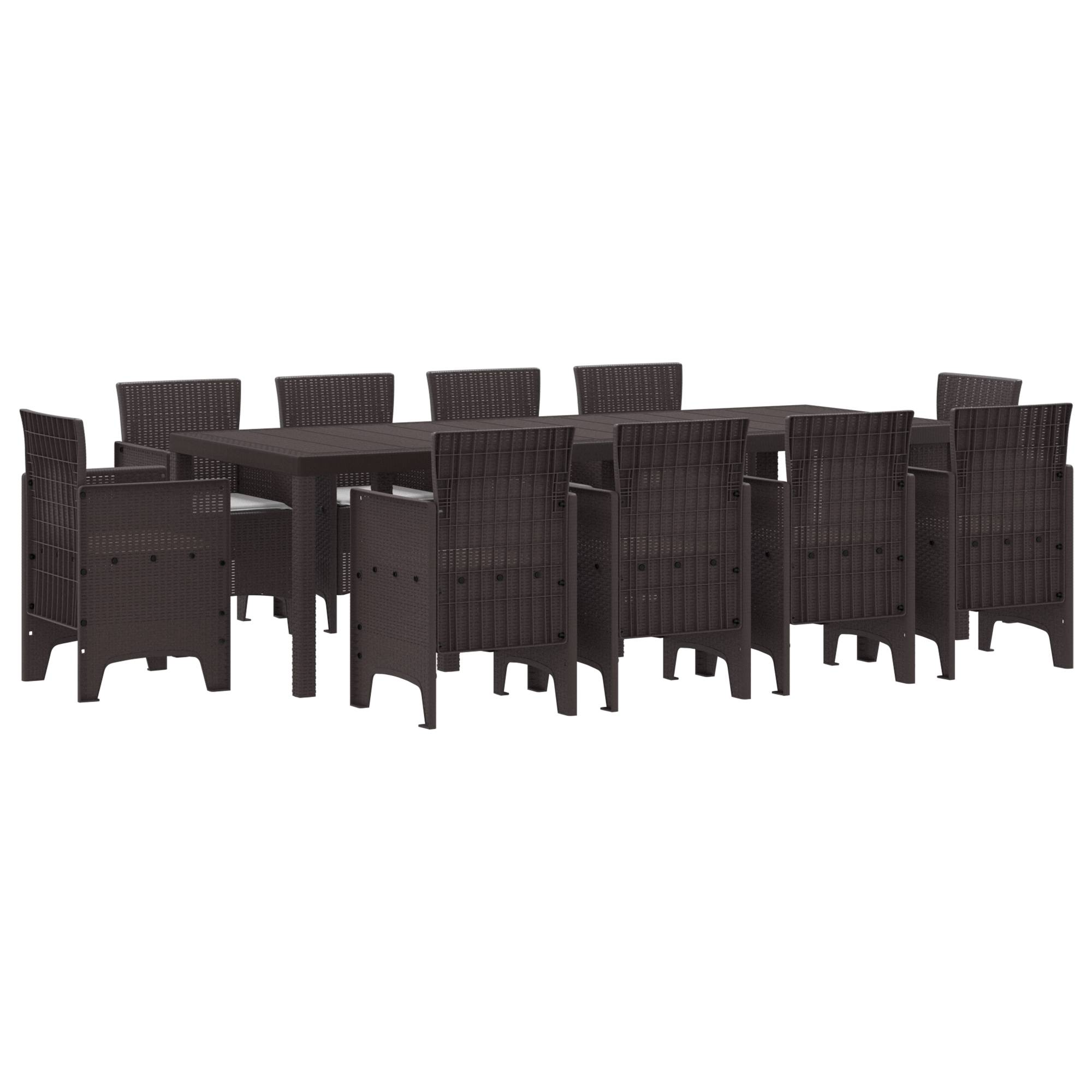 vidaXL 11-tlg. Garten-Essgruppe mit Kissen Braun Poly Rattan