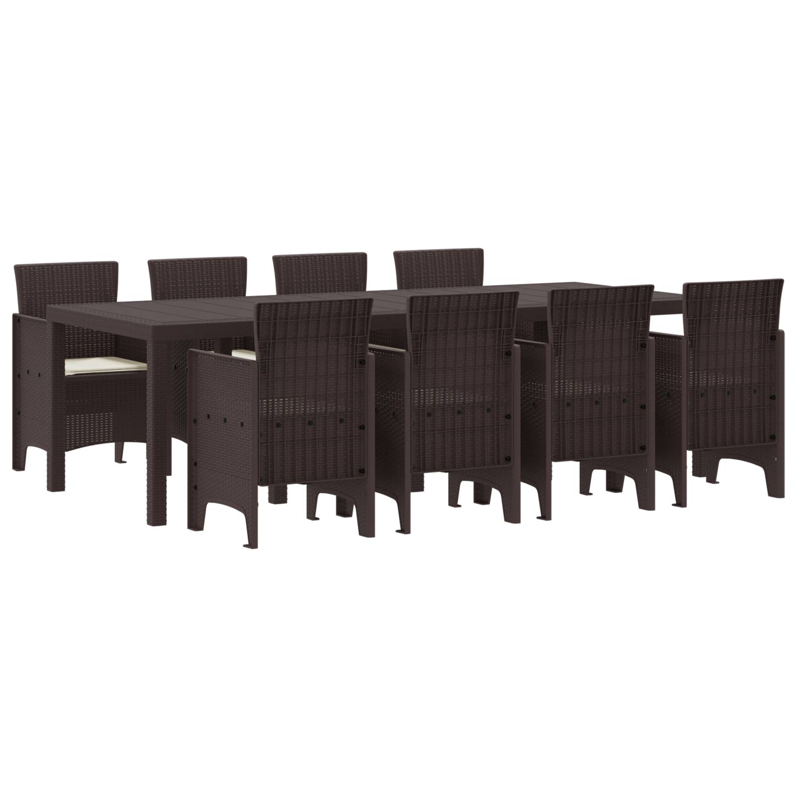vidaXL 9-tlg. Garten-Essgruppe mit Kissen Braun Poly Rattan