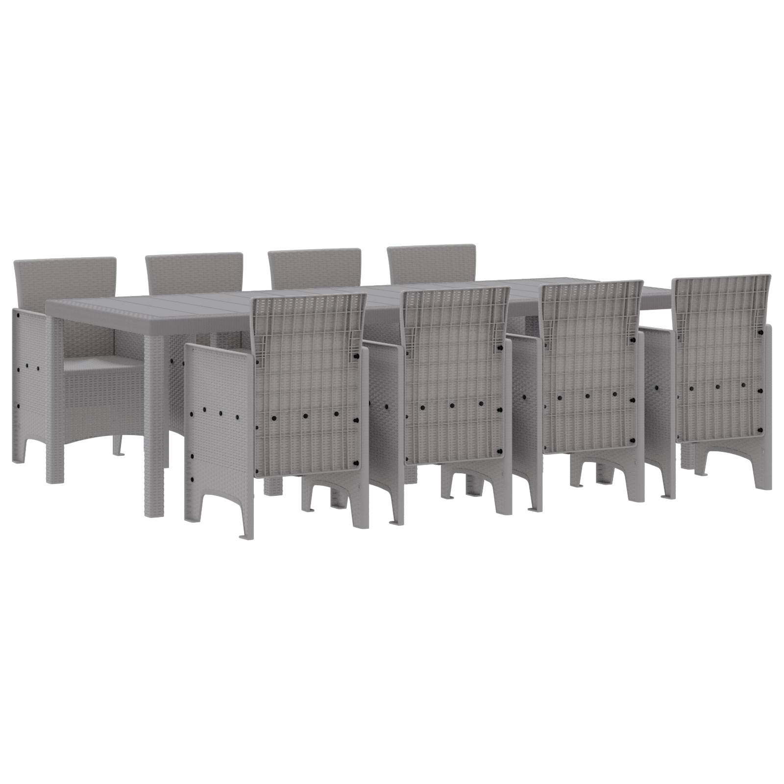 vidaXL 9-tlg. Garten-Essgruppe Weiß Poly Rattan