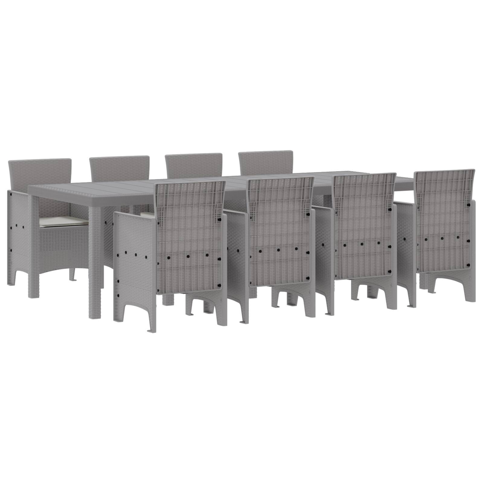 vidaXL 9-tlg. Garten-Essgruppe mit Kissen Weiß Poly Rattan