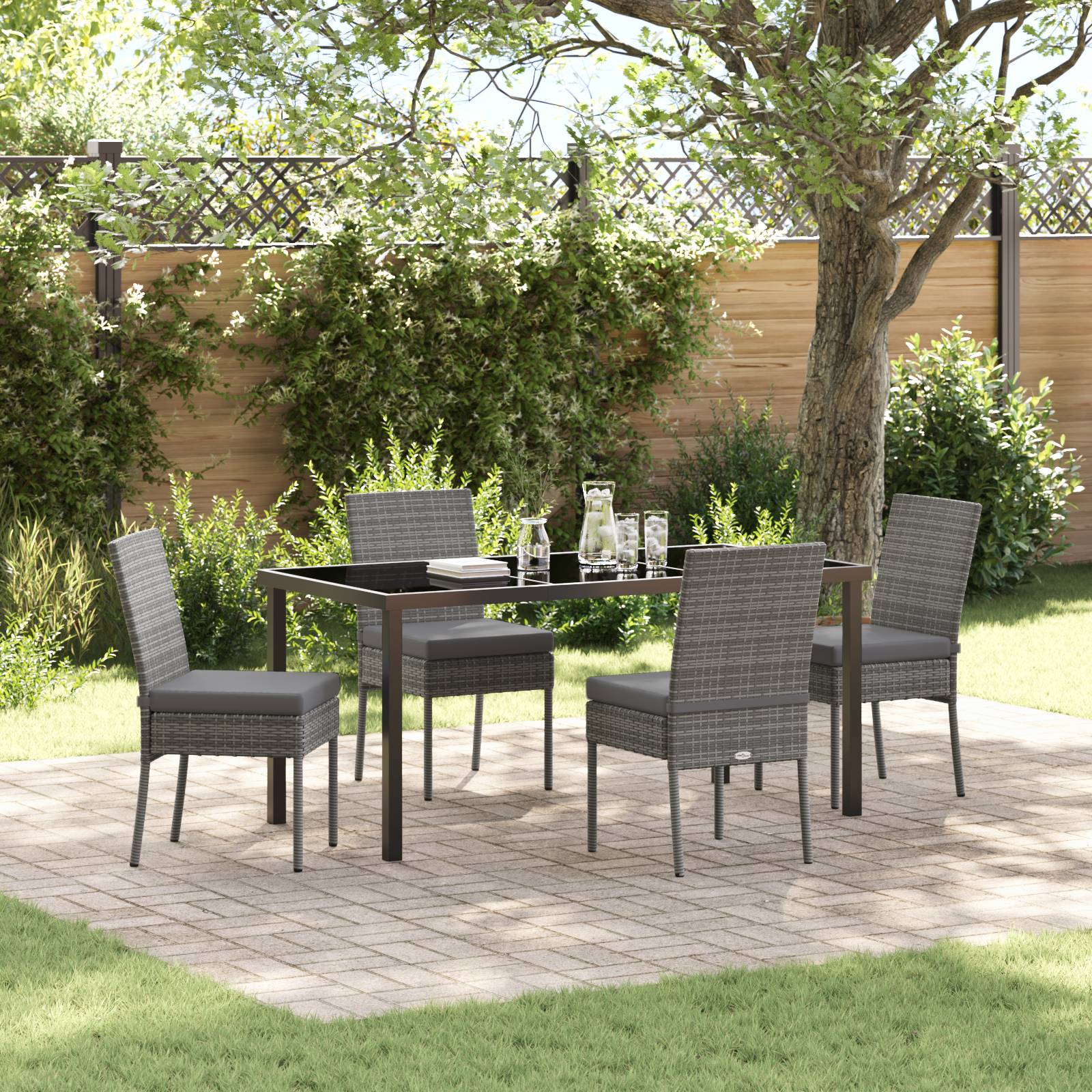 vidaXL 5-teiliges Garten Essmöbel Set Grau Poly-Rattan