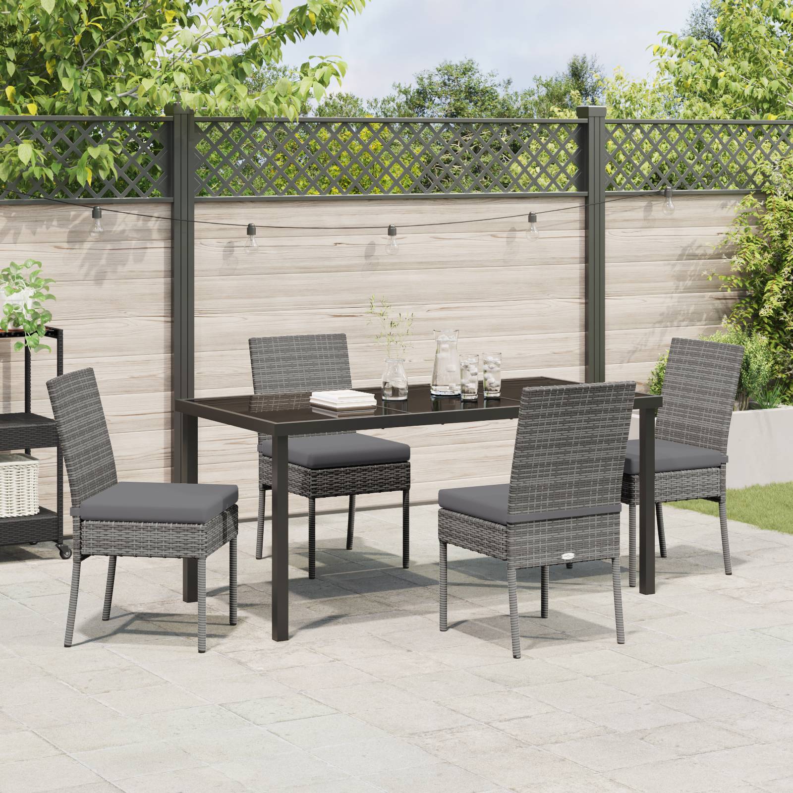 vidaXL 5-teiliges Garten Essmöbel Set Grau Poly-Rattan