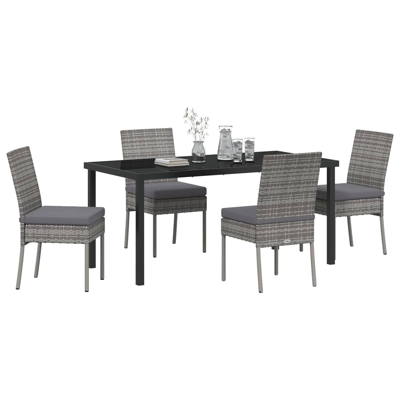 vidaXL 5-teiliges Garten Essmöbel Set Grau Poly-Rattan