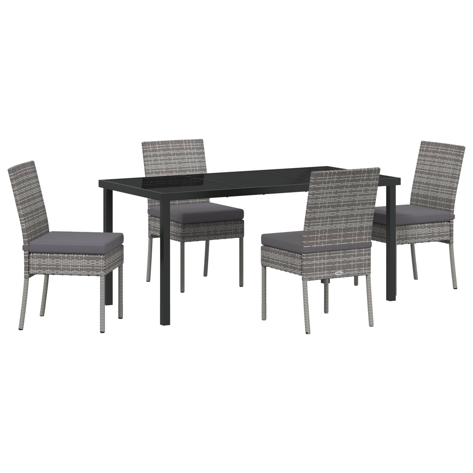 vidaXL 5-teiliges Garten Essmöbel Set Grau Poly-Rattan