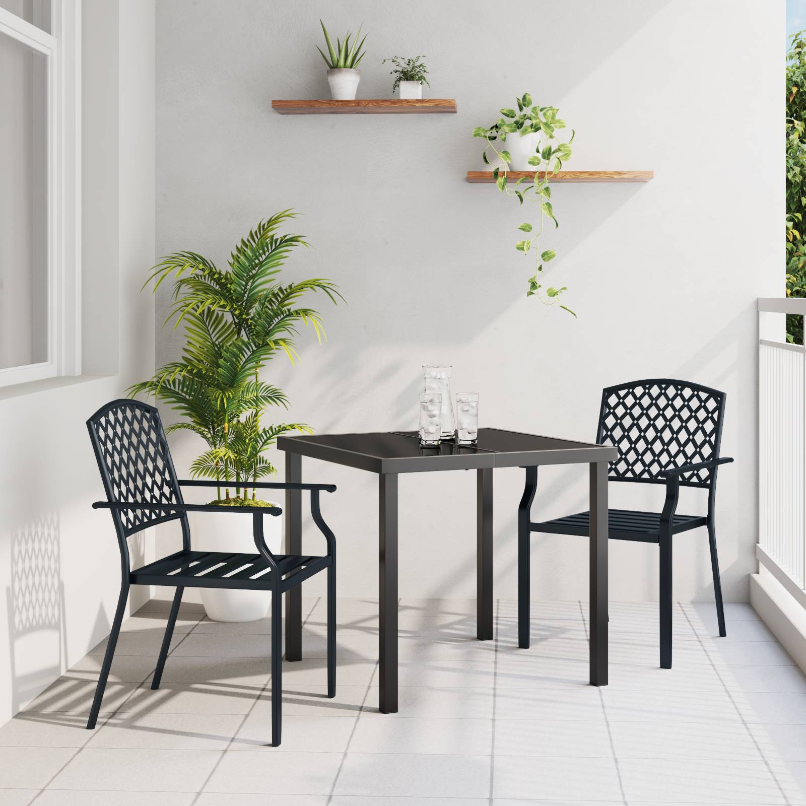 vidaXL 3-Teiliges Garten-Essset Anthrazit Stahl