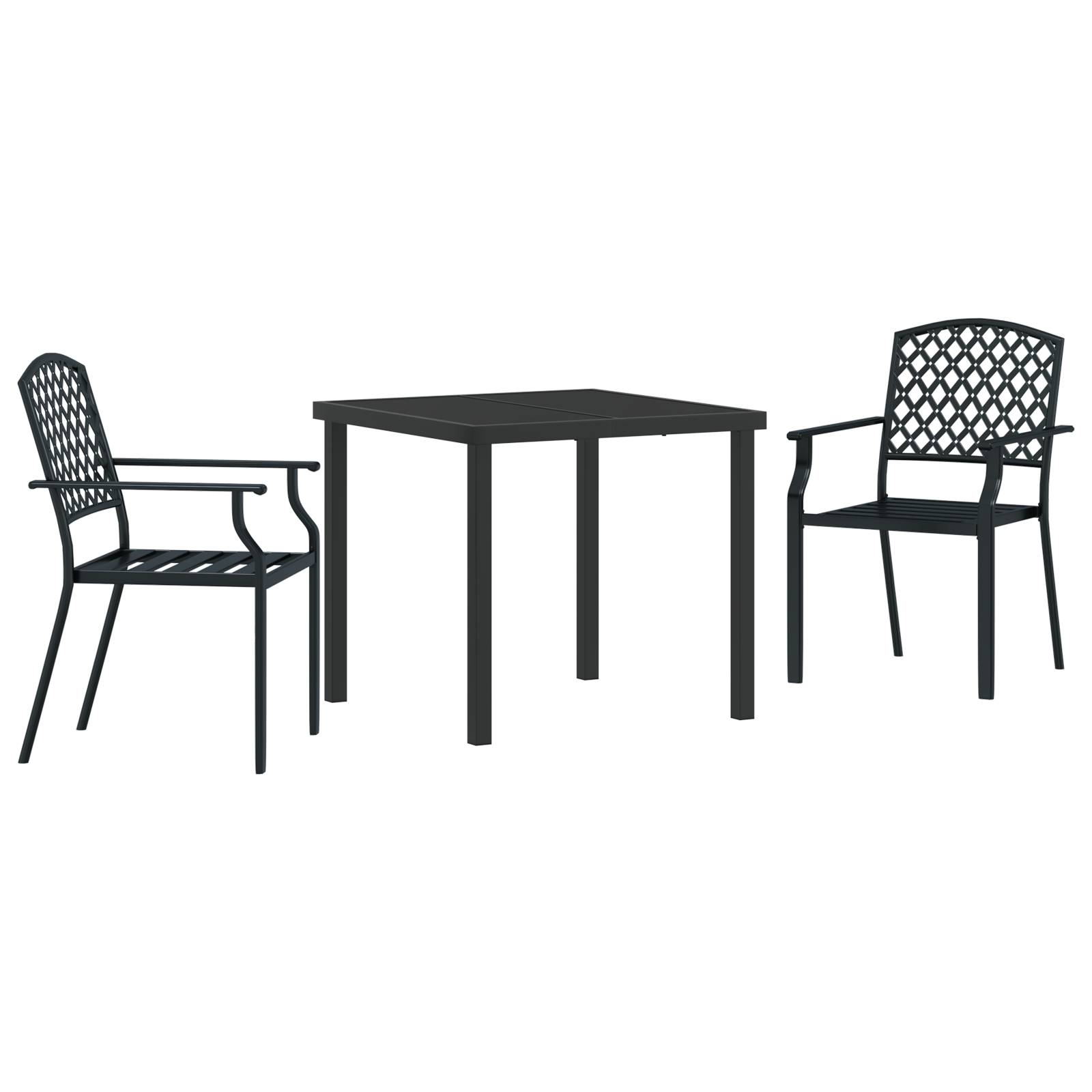 vidaXL 3-Teiliges Garten-Essset Anthrazit Stahl