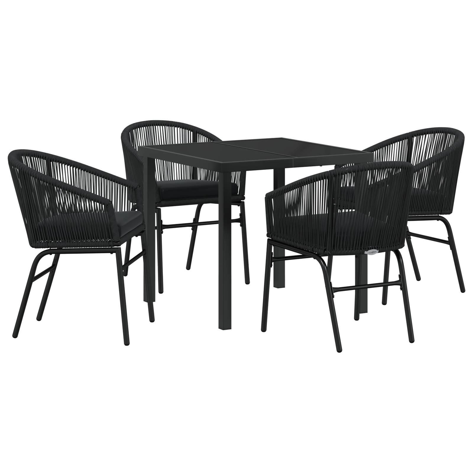 vidaXL 5-teiliges Garten-Esszimmer-Set – Schwarzes Poly-Rattan