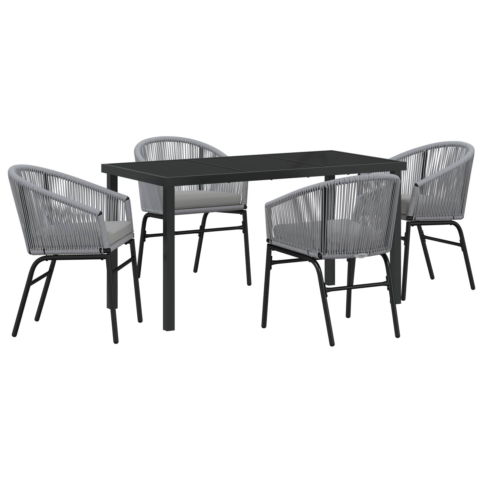 vidaXL 5-teiliges Gartentischset in grau aus Poly-Rattan