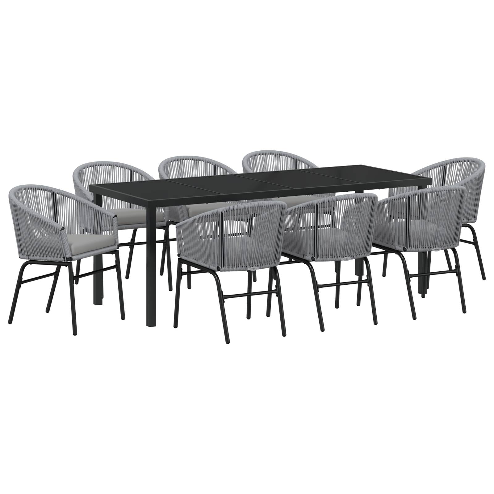 vidaXL 9-teiliges Gartentisch-Set in Grau Poly-Rattan