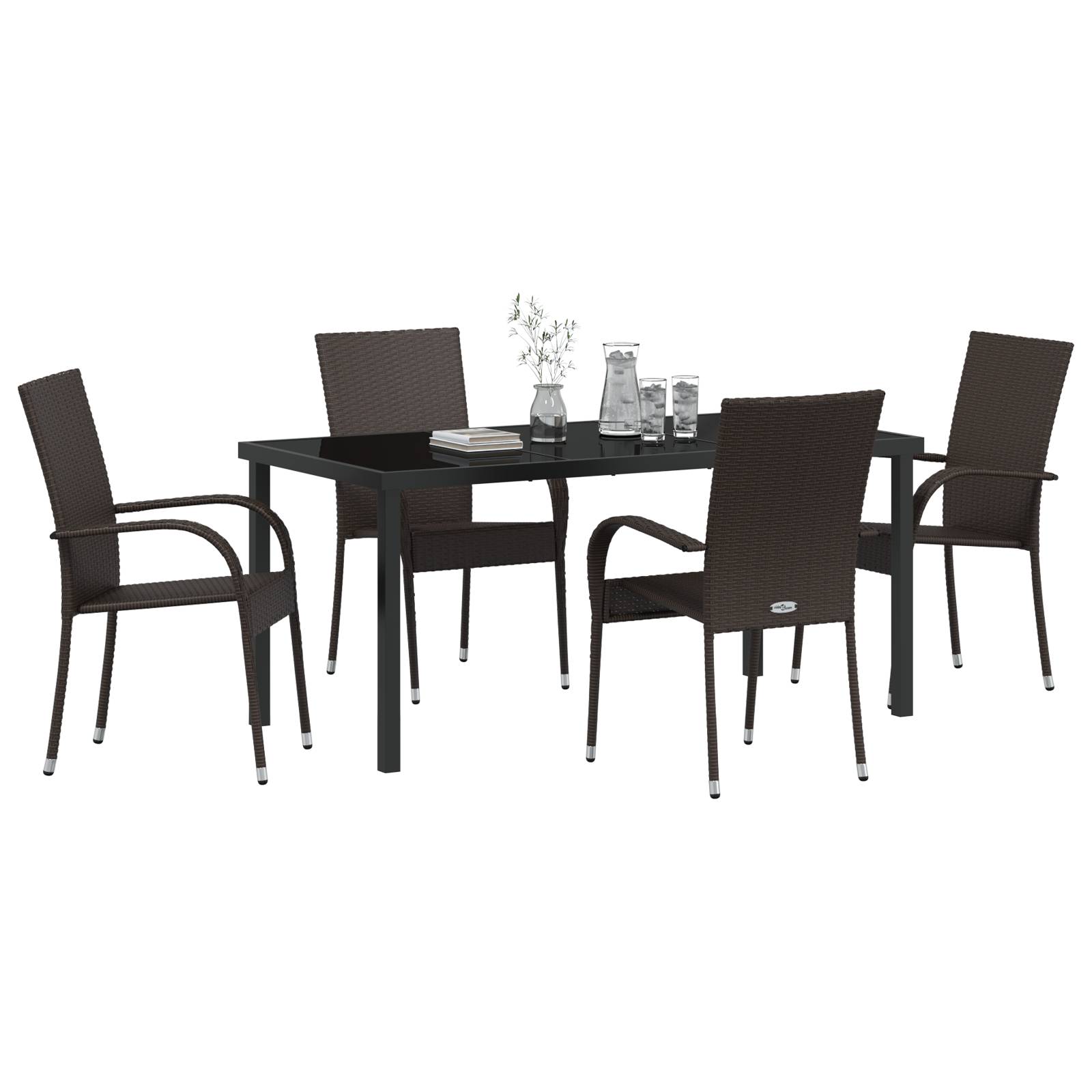 vidaXL 5-teiliges Garten-Ess-Set aus braunem Poly-Rattan