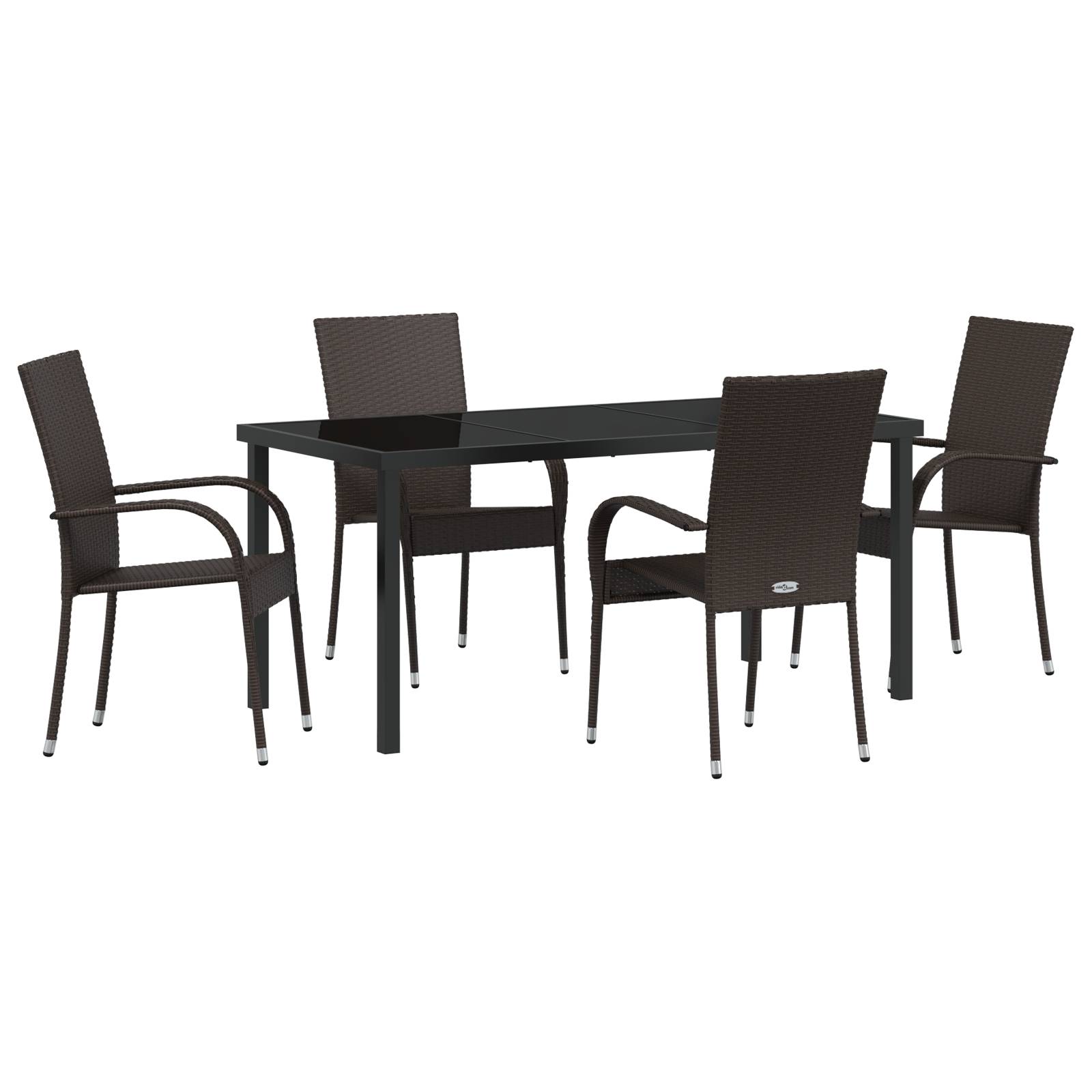 vidaXL 5-teiliges Garten-Ess-Set aus braunem Poly-Rattan