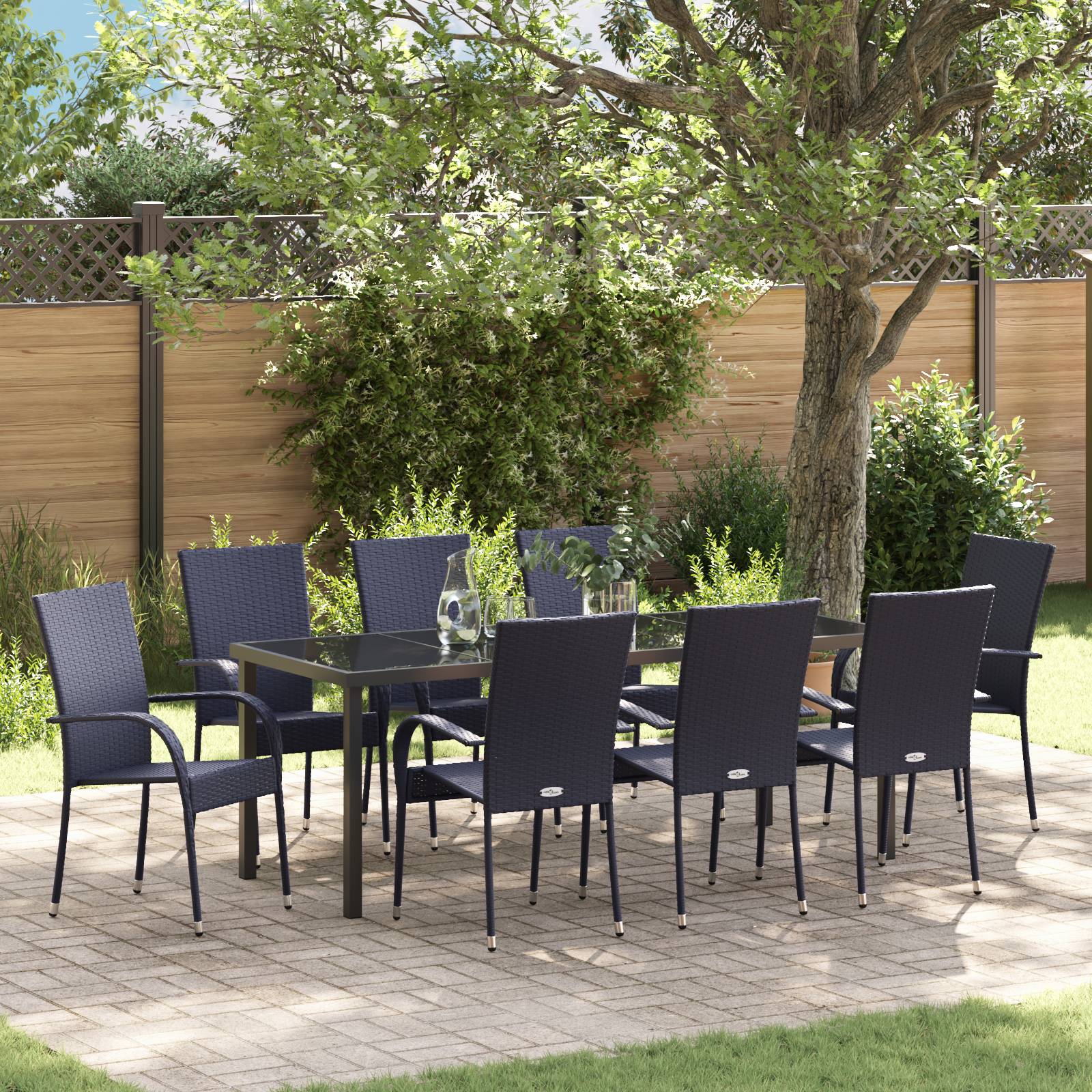 vidaXL 5-teilige Garten-Essgruppe aus schwarzem Poly-Rattan