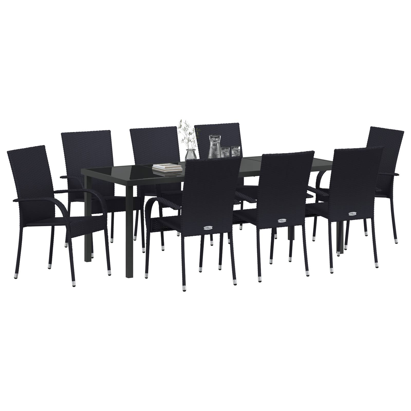 vidaXL 5-teilige Garten-Essgruppe aus schwarzem Poly-Rattan