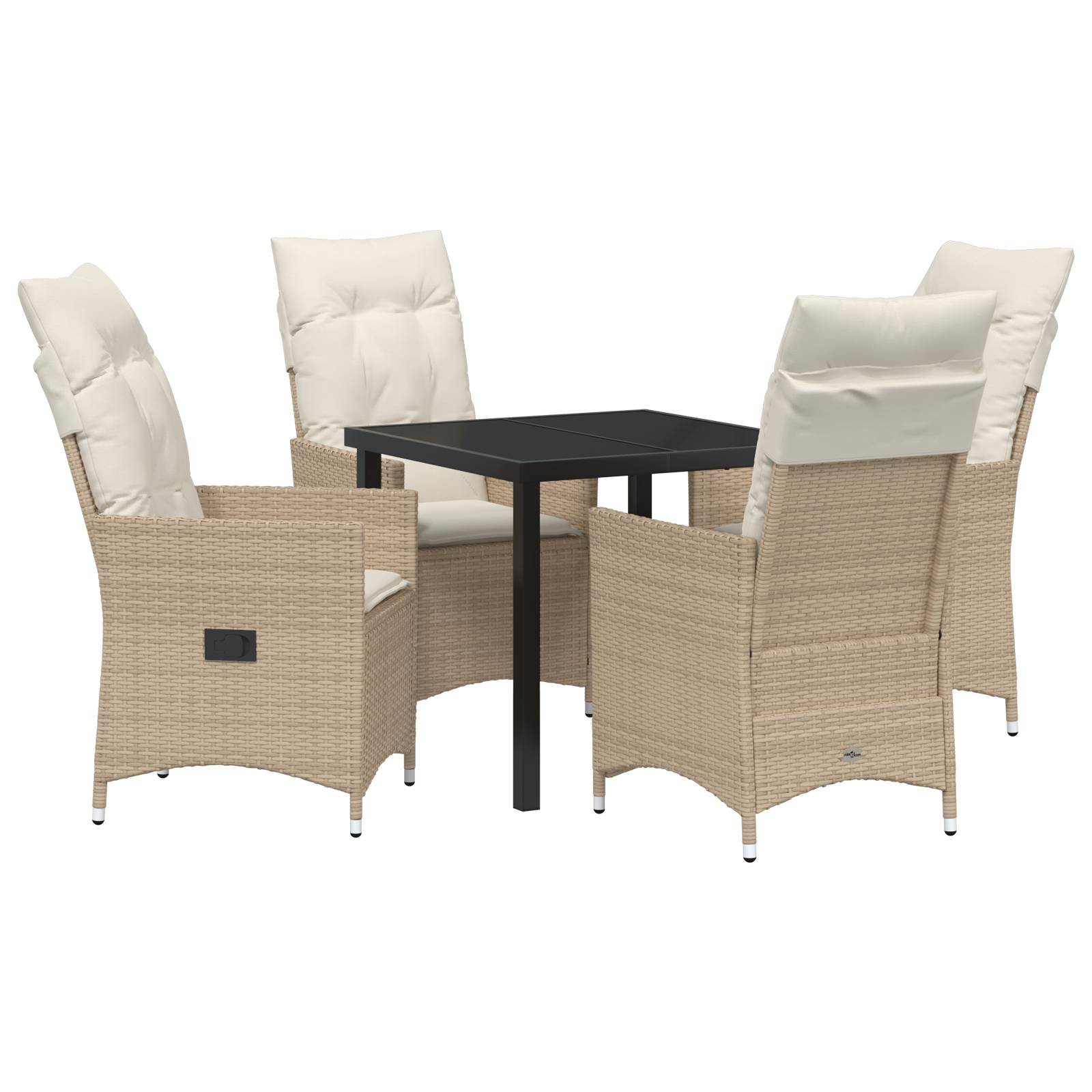 vidaXL 5-teiliges Garten-Esszimmer-Set mit Kissen Beiger Poly-Rattan