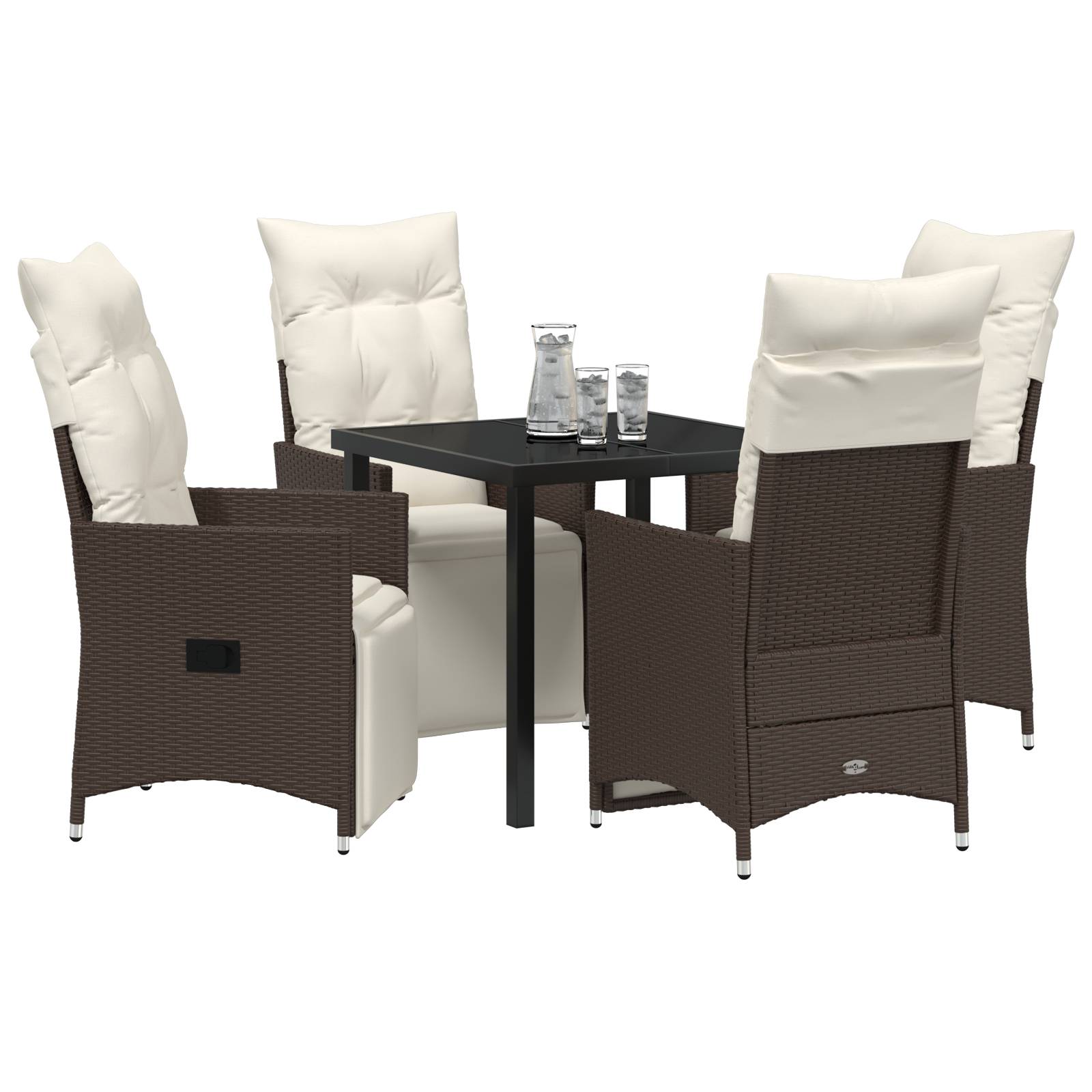 vidaXL 5-teiliges Garten-Dining-Set mit Kissen Braun Poly-Rattan