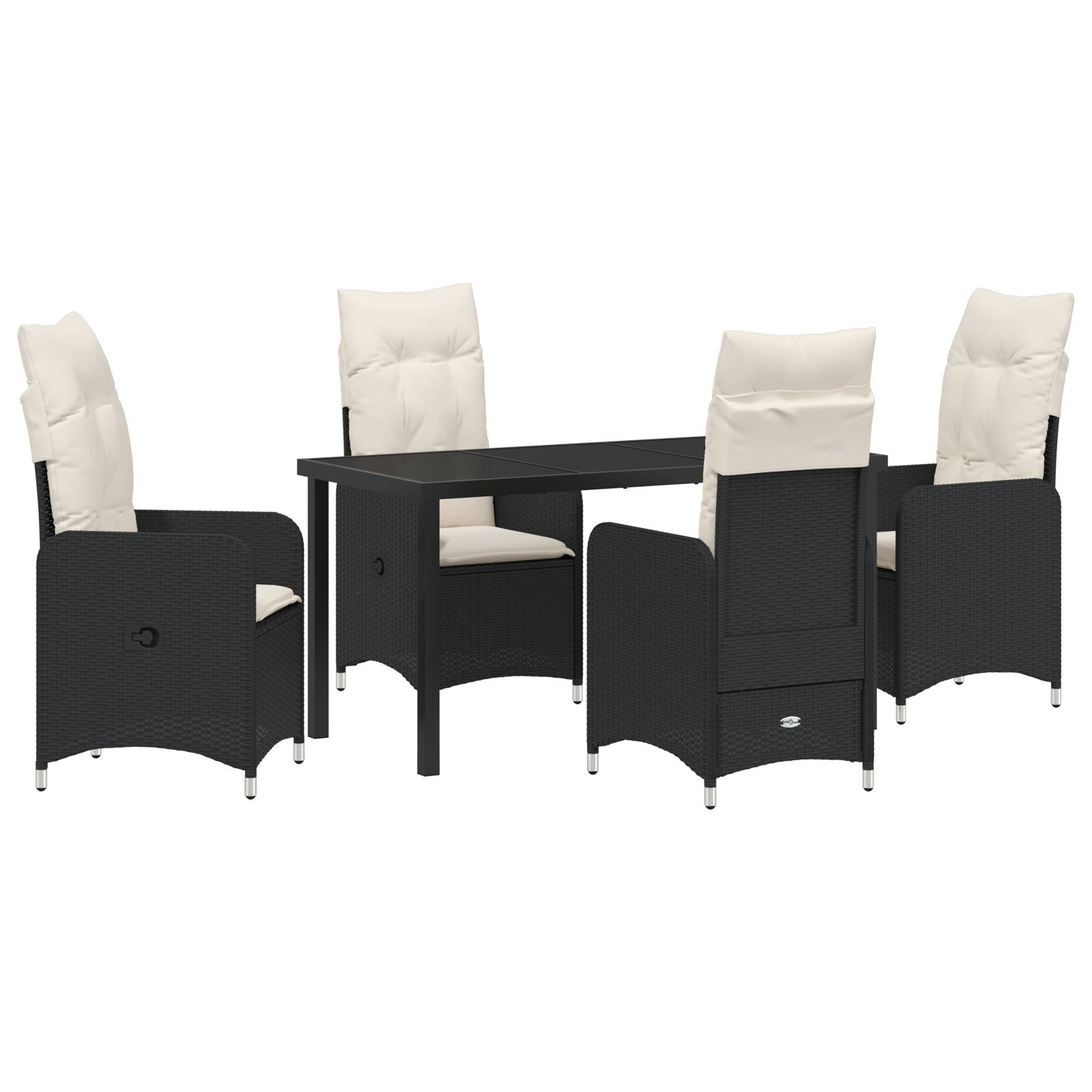 vidaXL 5-tlg. Garten-Essgruppe mit Kissen Schwarz Poly Rattan