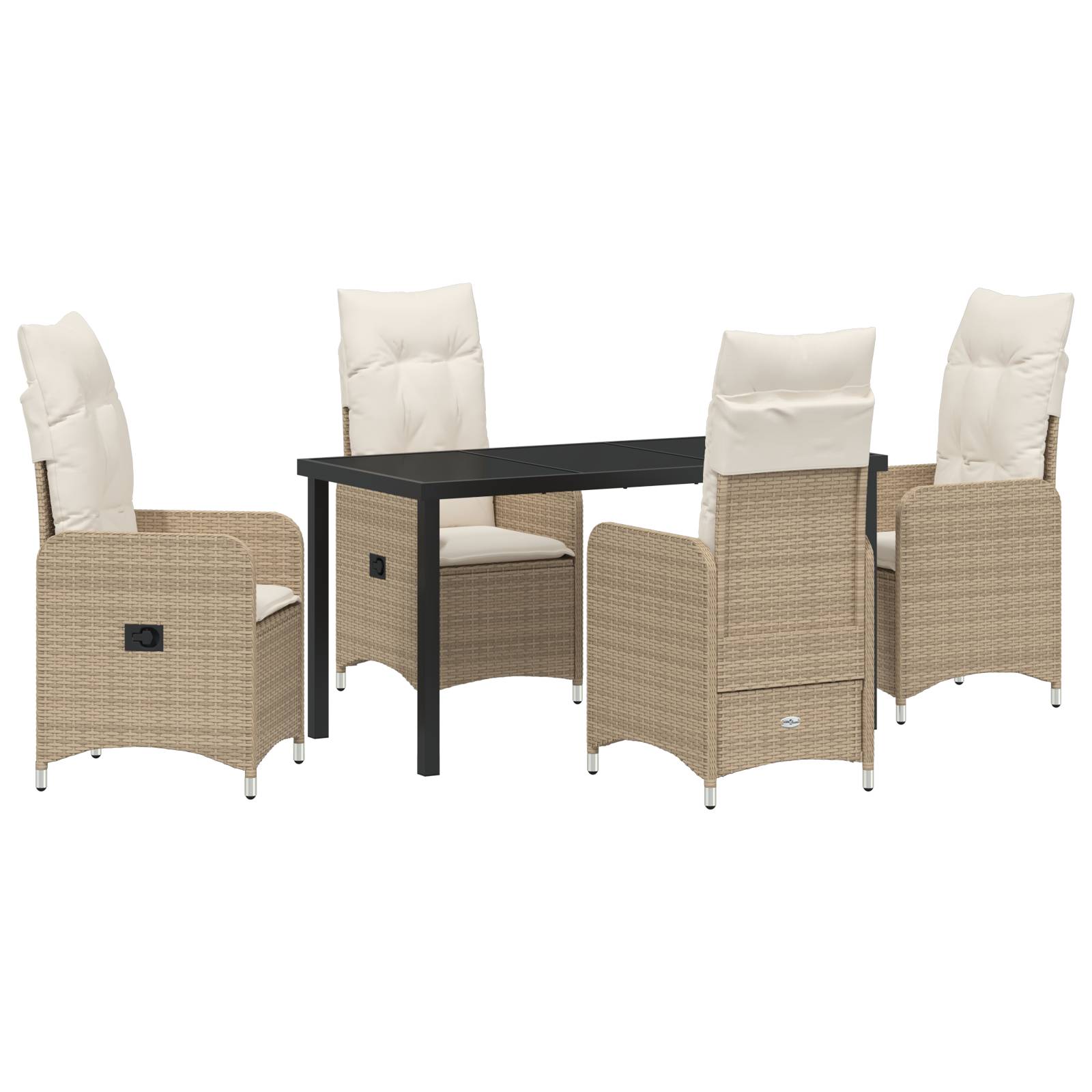 vidaXL 5-tlg. Garten-Essgruppe mit Kissen Beige Poly Rattan