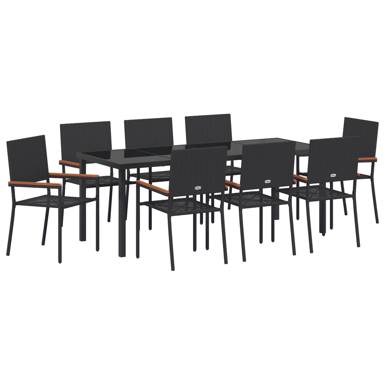 vidaXL 9-teiliges Garten Esszimmer Set Schwarz Poly Rattan
