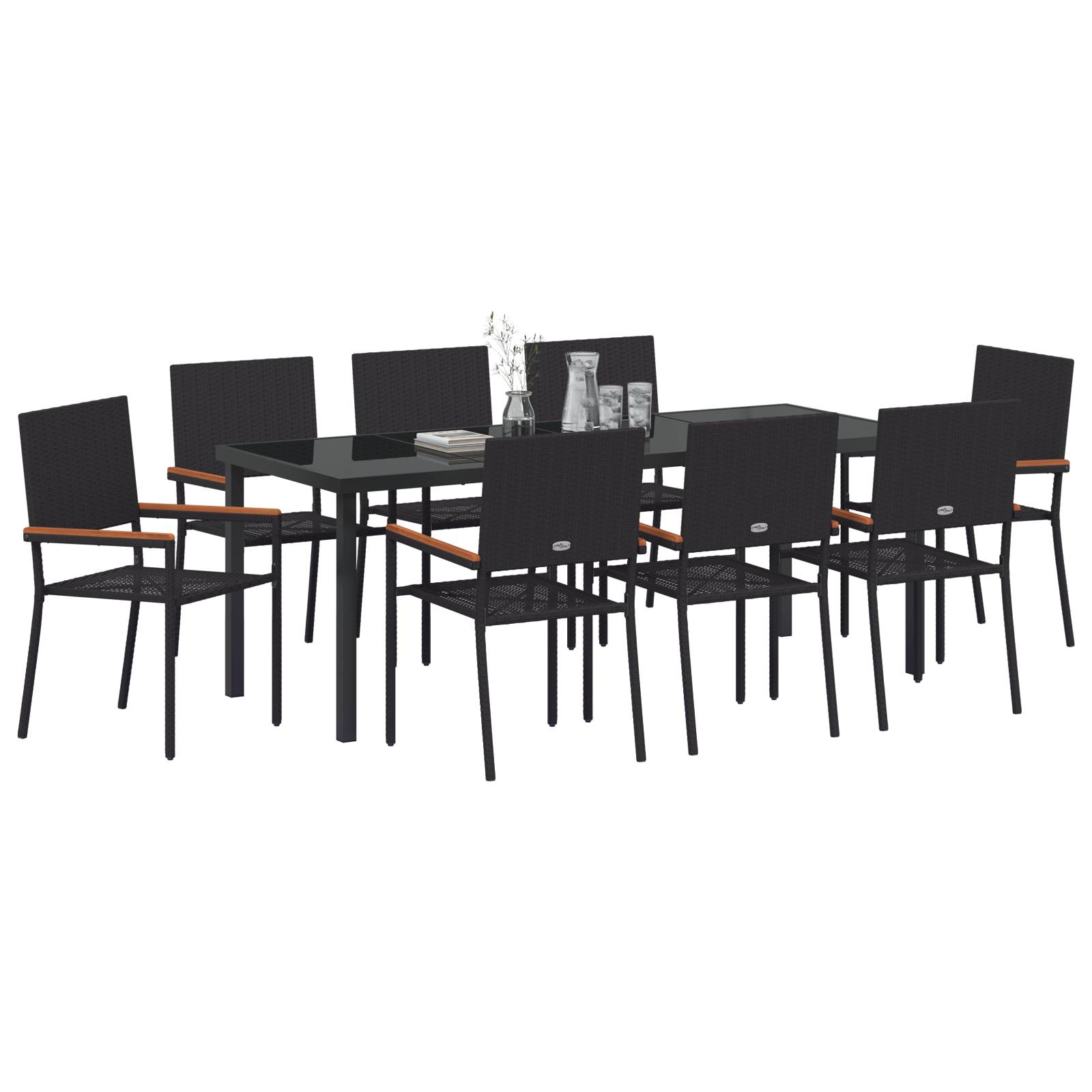 vidaXL 9-teiliges Garten Esszimmer Set Schwarz Poly Rattan