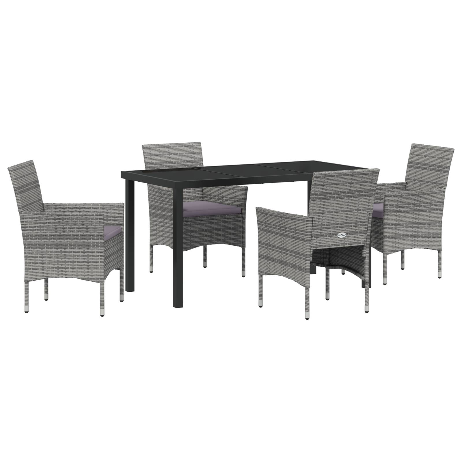vidaXL 5-teiliges Garten-Essset Grauer Poly-Rattan