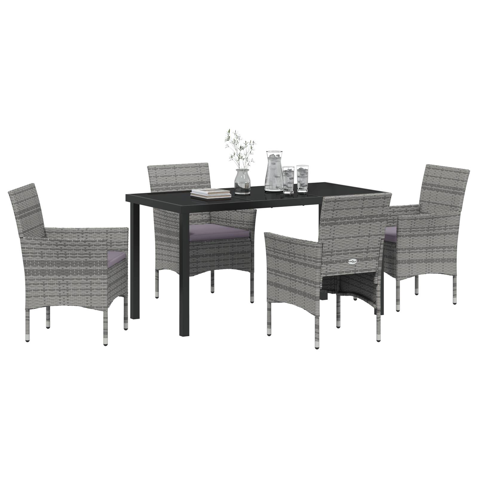 vidaXL 5-teiliges Garten-Essset Grauer Poly-Rattan