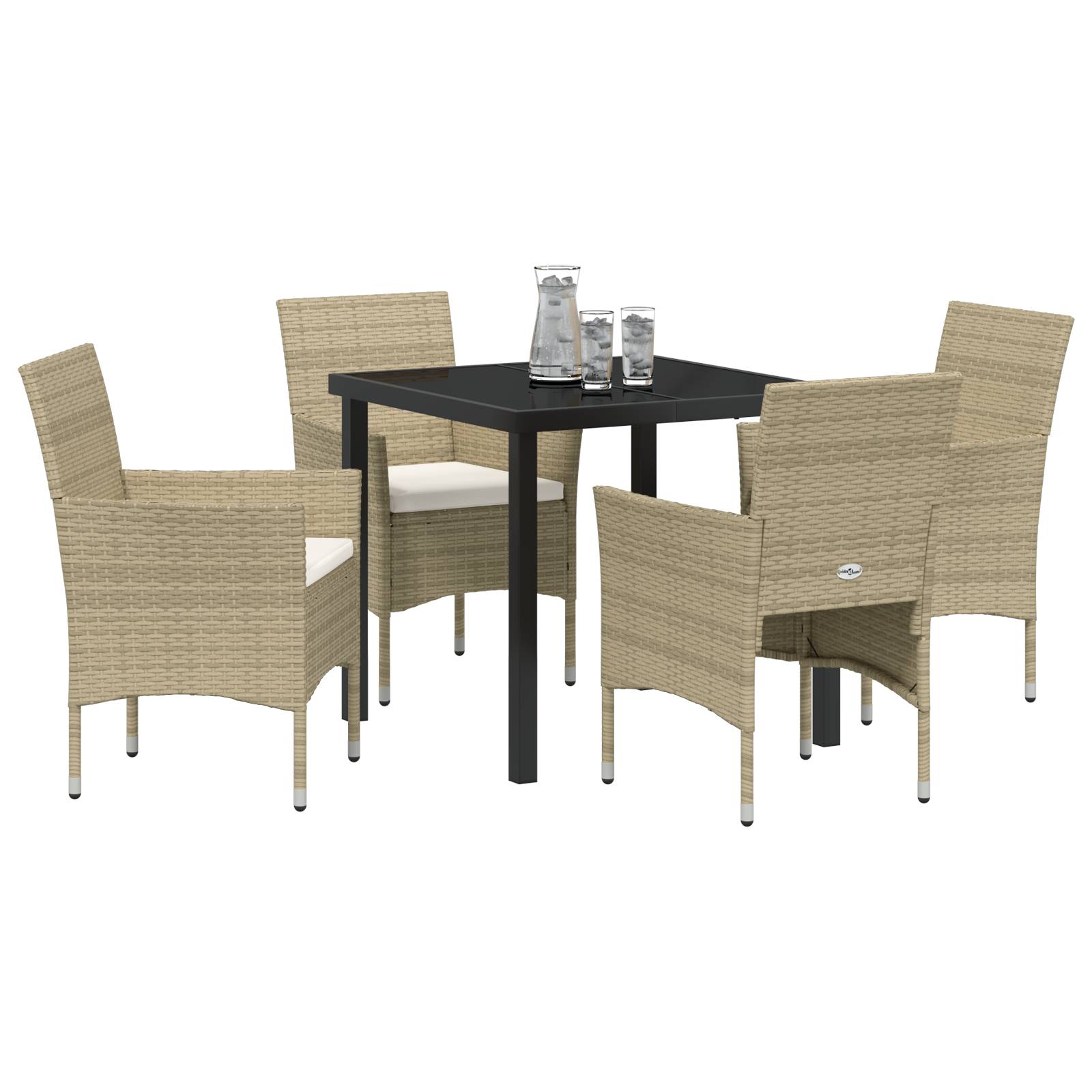 vidaXL 4-teiliges Gartenessset Beige Poly-Rattan