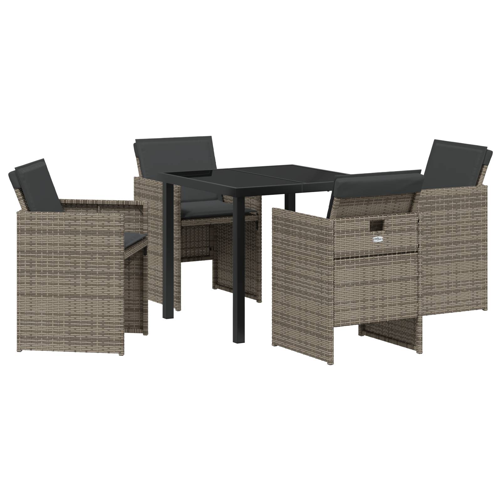 vidaXL 5-teiliges Garten-Essset mit Kissen Grau Poly-Rattan