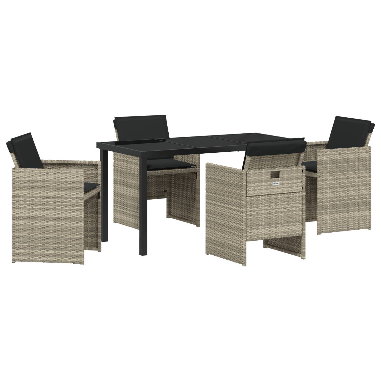 vidaXL 5-teiliges Garten Ess-Set mit Kissen, hellgrau, Poly Rattan