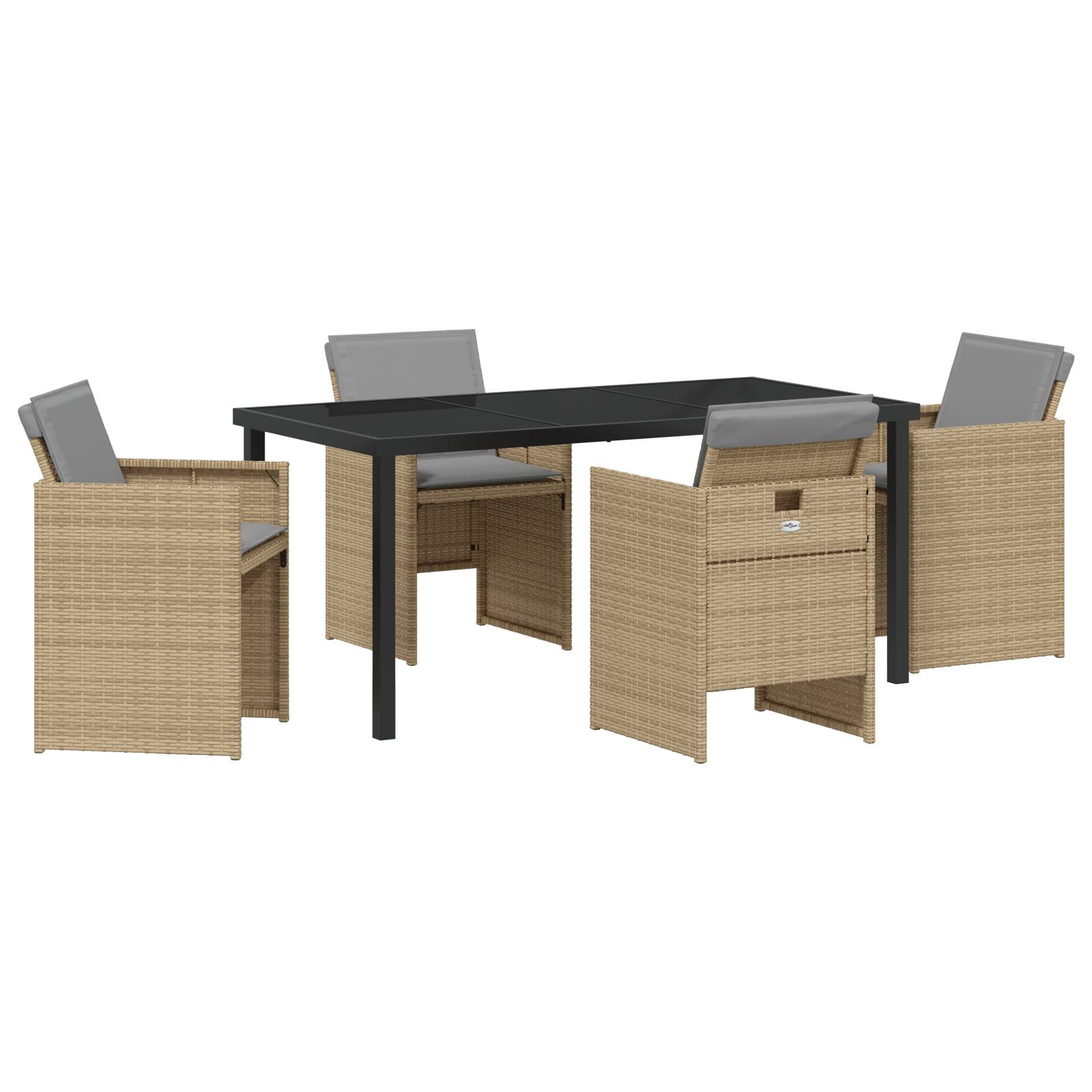 vidaXL 5-teiliges Garten-Essset mit Kissen Beige Poly Rattan