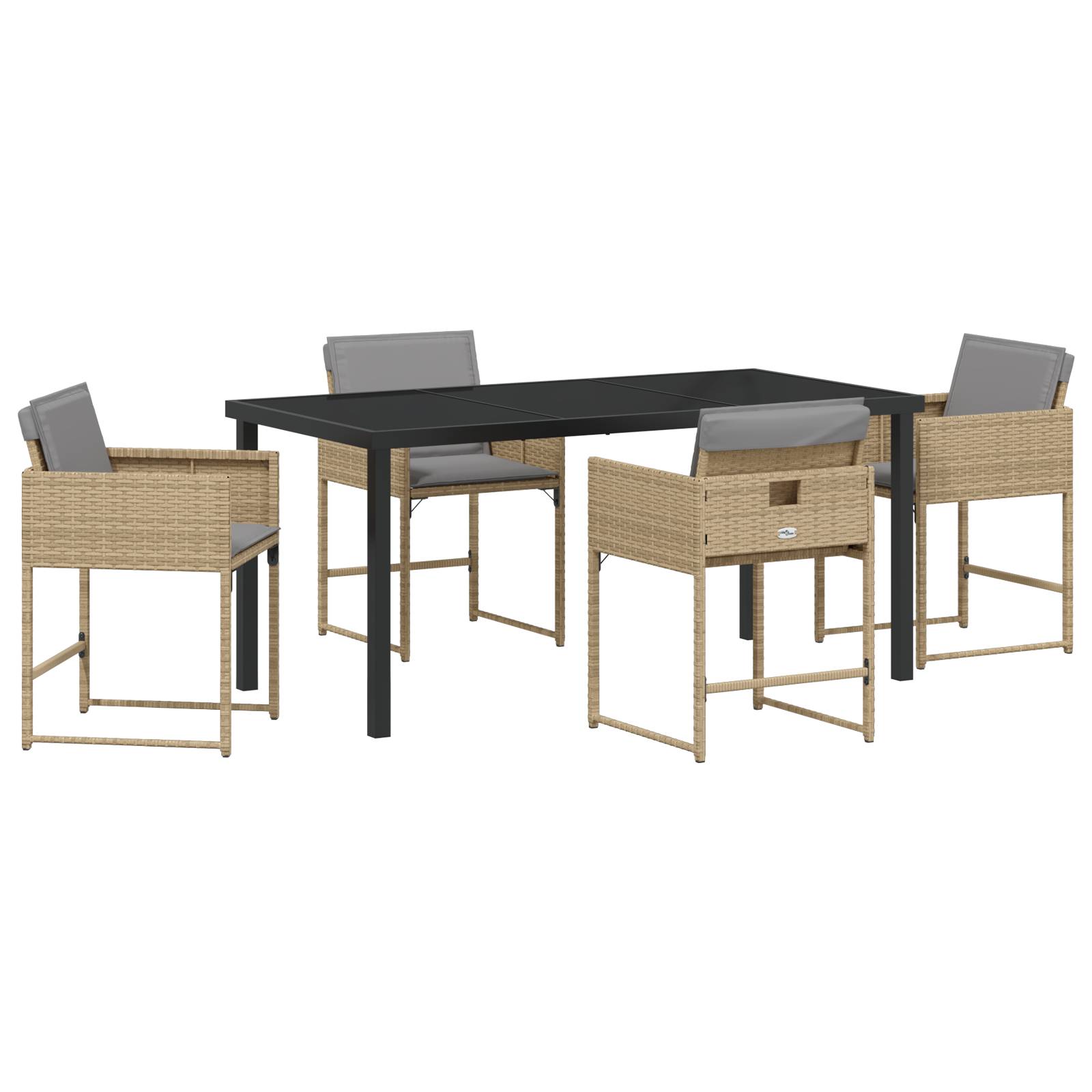 vidaXL 5-teiliges Garten Essgruppe mit Kissen Beige Poly Rattan