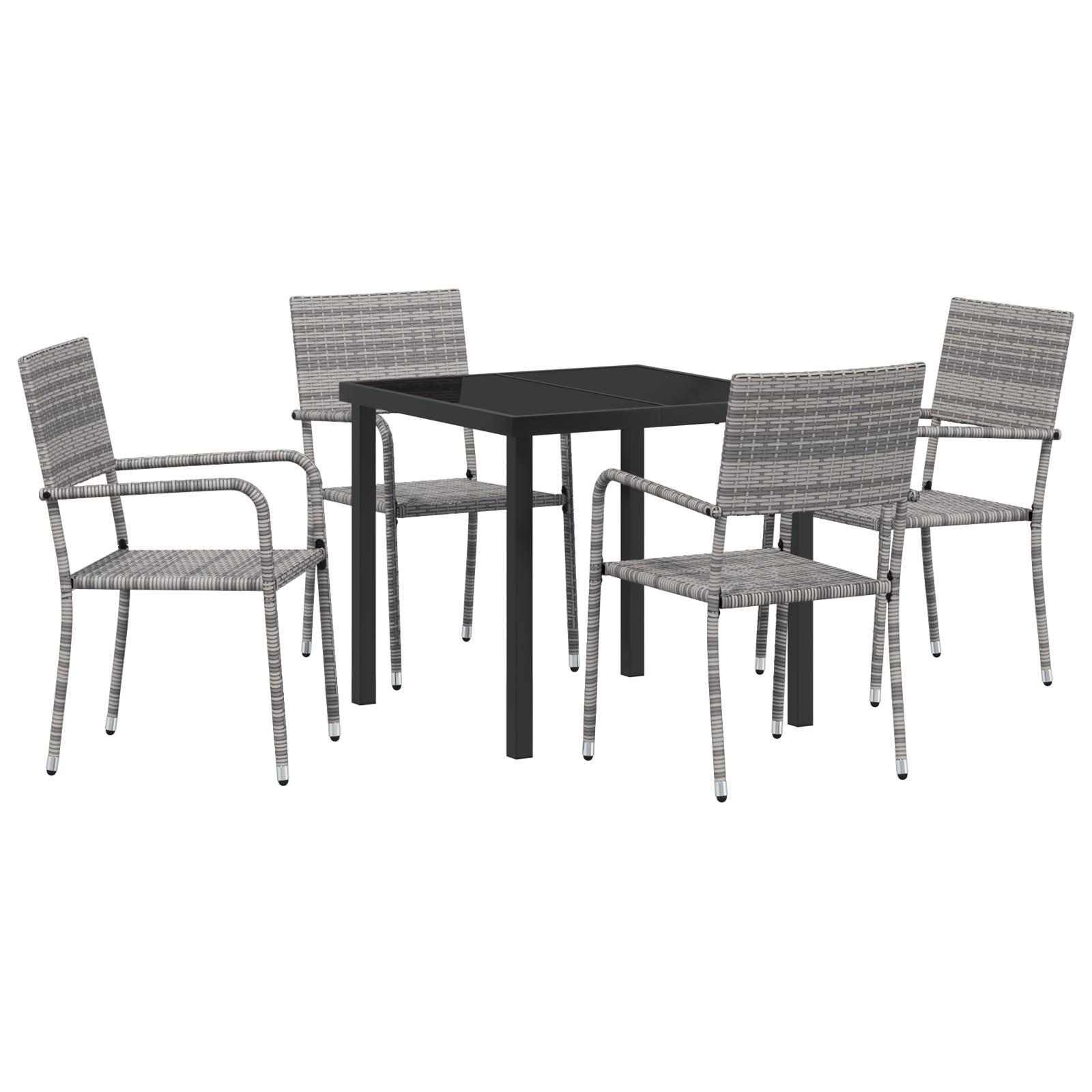 vidaXL 5-teiliges Garten Essset Grau Poly Rattan