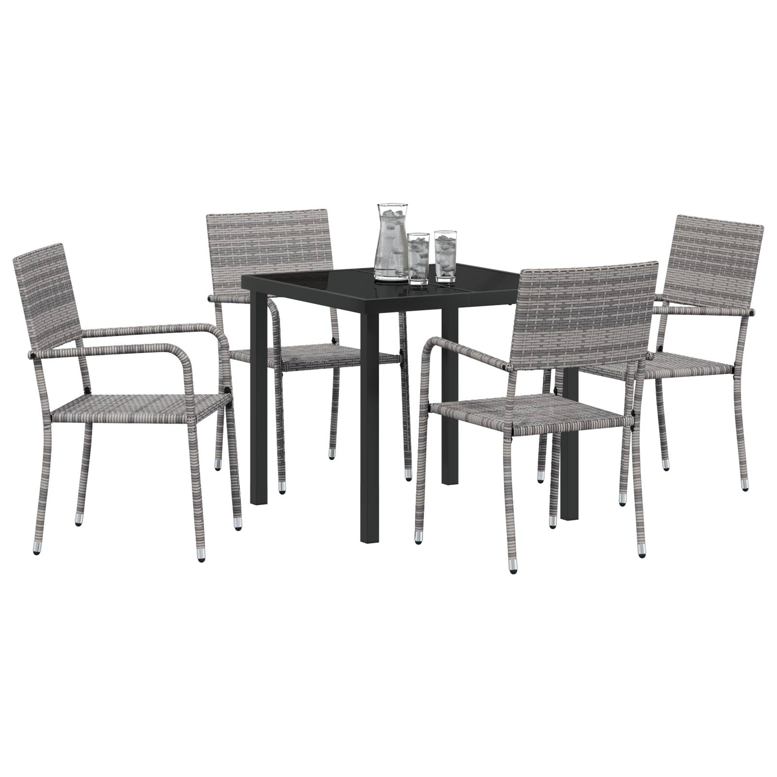 vidaXL 5-teiliges Garten Essset Grau Poly Rattan