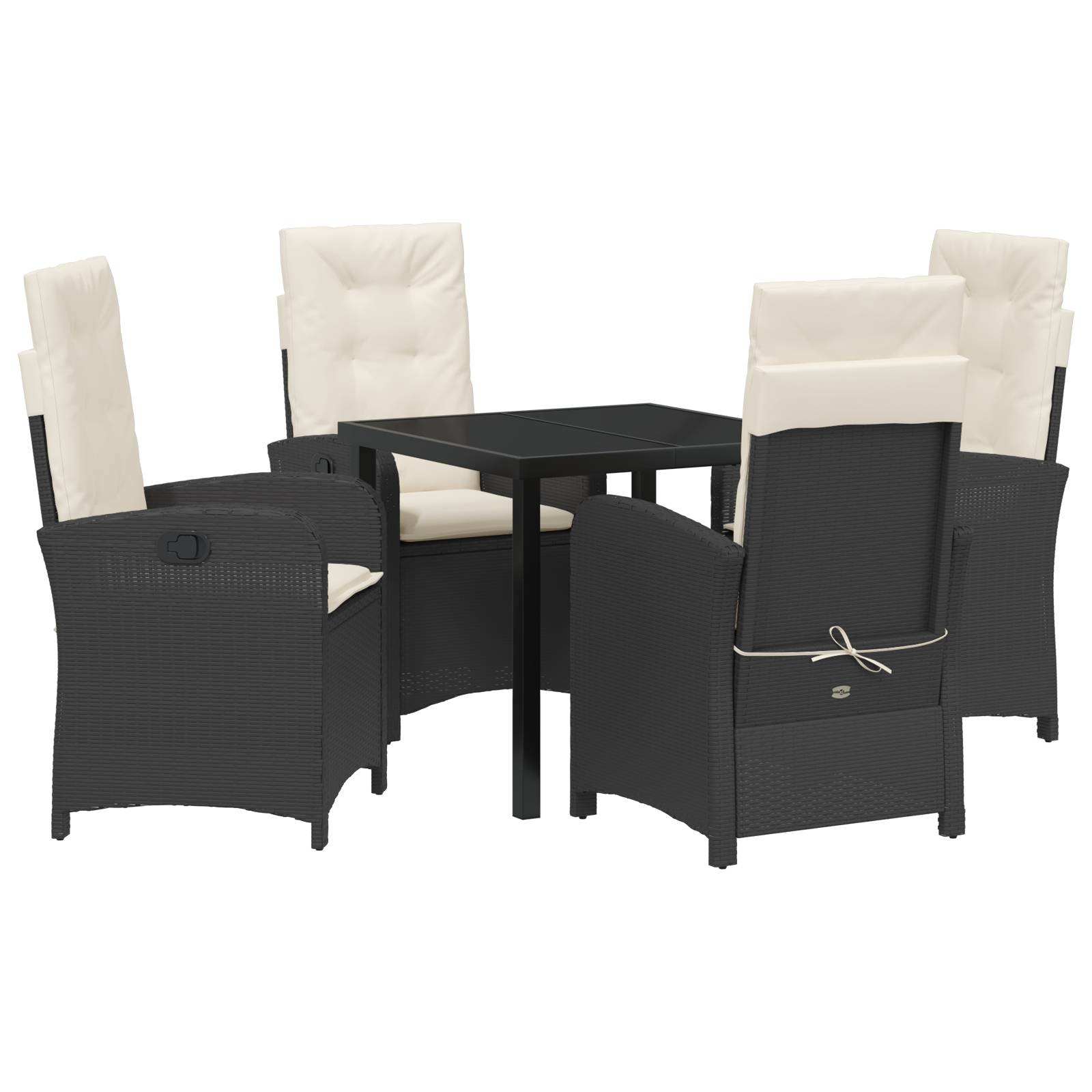 vidaXL 5-teiliges Garten-Essset mit Kissen Schwarz Poly-Rattan
