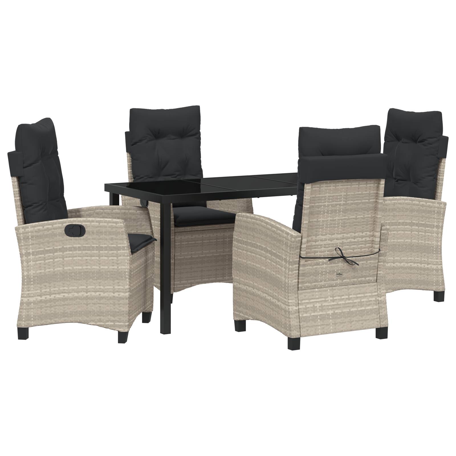 vidaXL 5-teiliges Garten-Ess-Set mit Kissen in Hellgrau aus Poly-Rattan