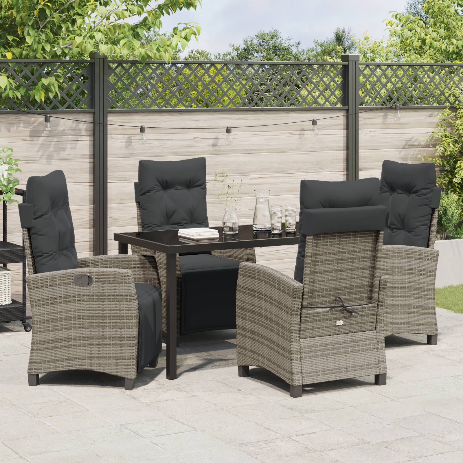 vidaXL 5-tlg. Garten-Essgruppe Grau Poly Rattan