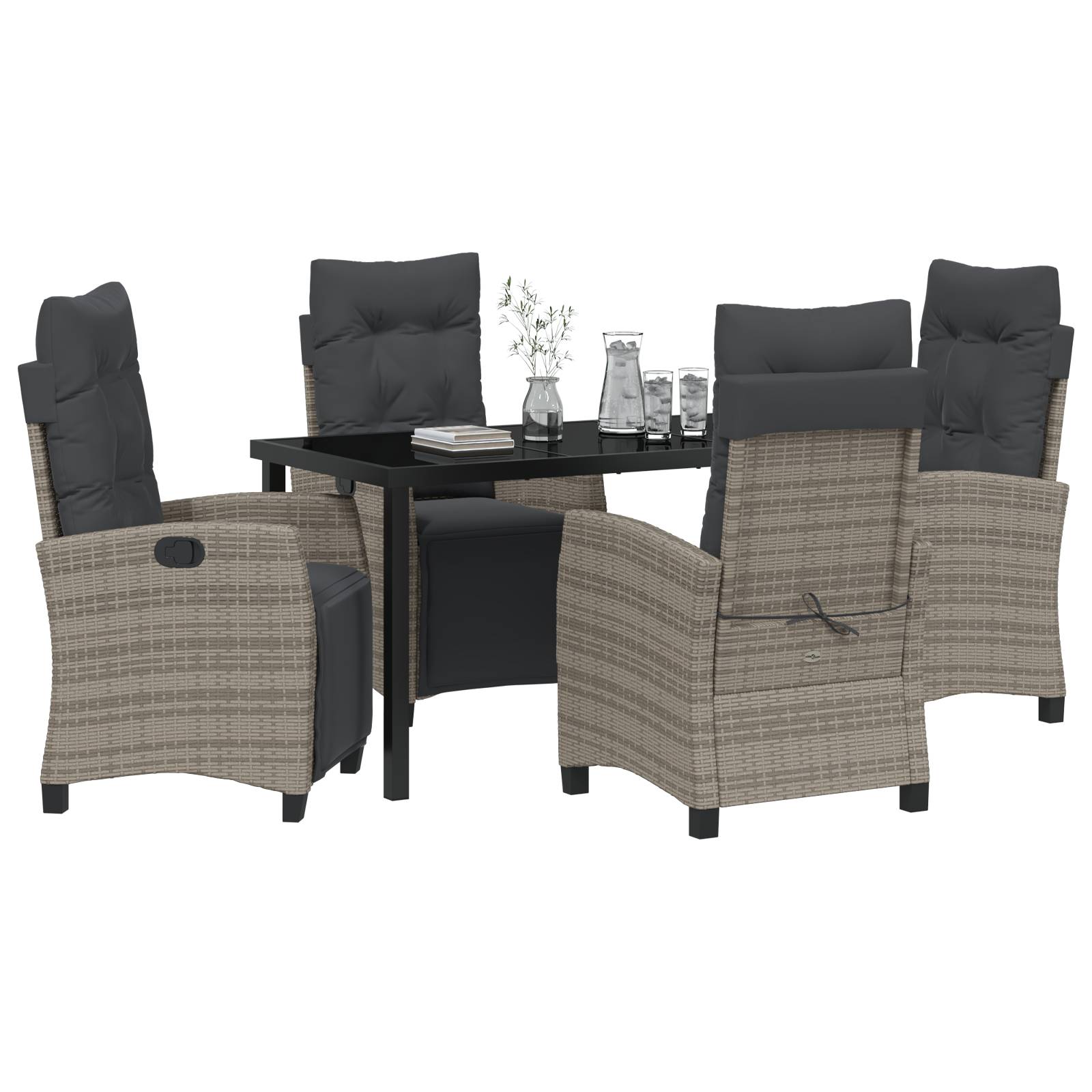 vidaXL 5-tlg. Garten-Essgruppe Grau Poly Rattan