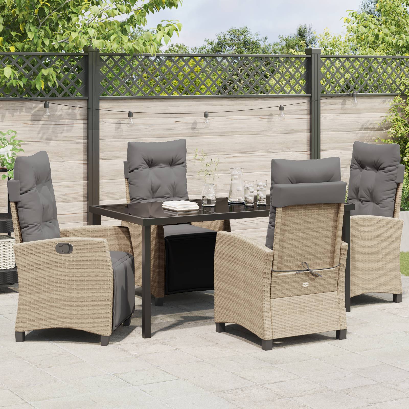 vidaXL 5-tlg. Garten-Essgruppe Beige Poly Rattan