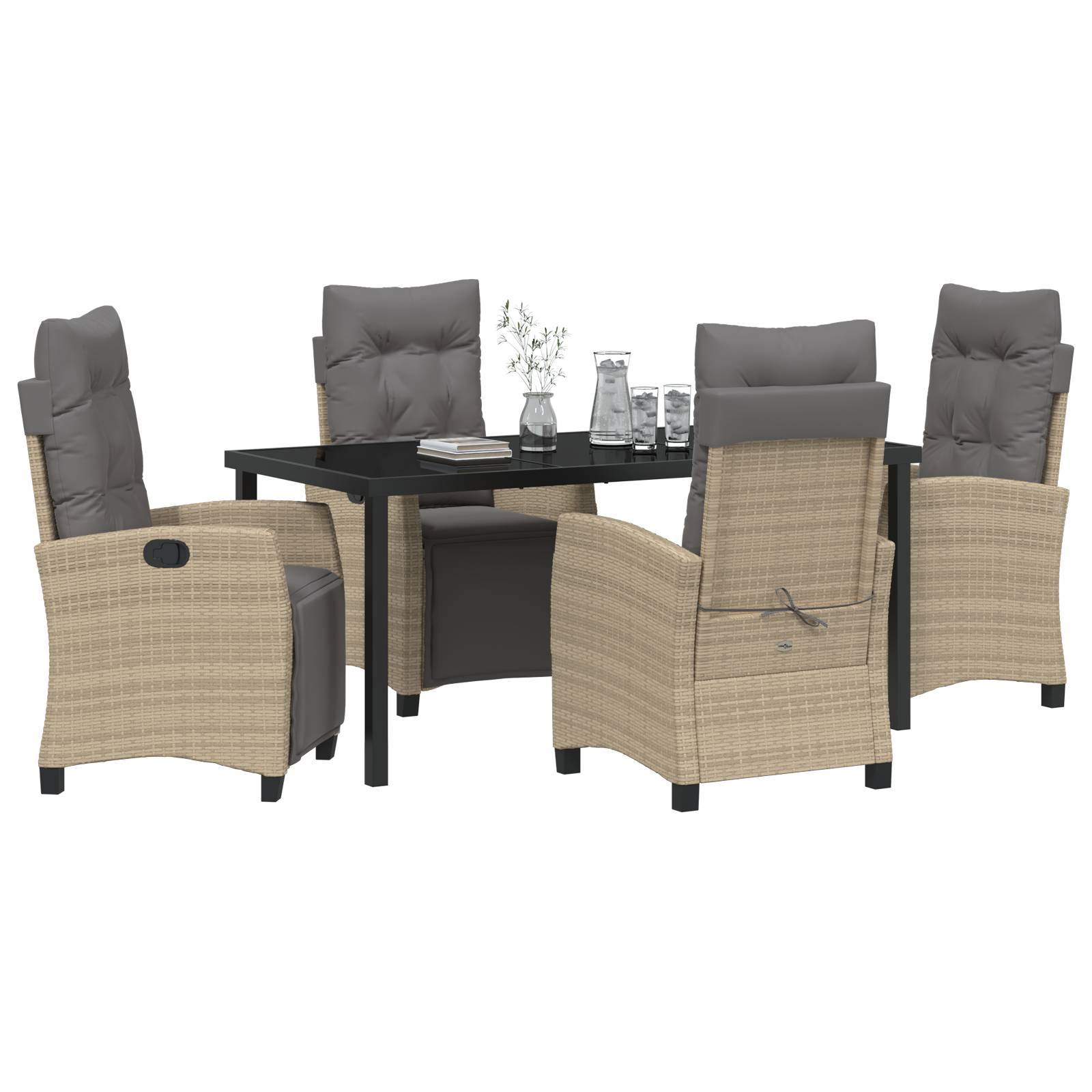 vidaXL 5-tlg. Garten-Essgruppe Beige Poly Rattan