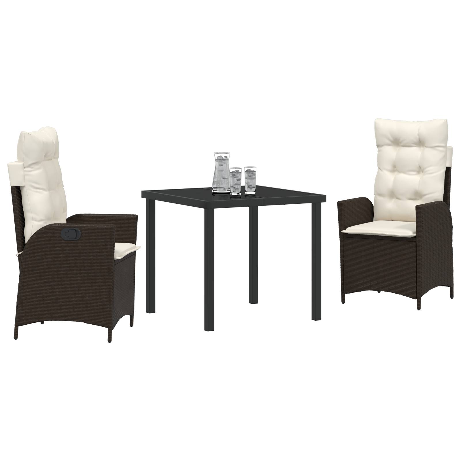 vidaXL Set aus 2 Braun Braunes Poly Rattan, pulverbeschichteter Stahl