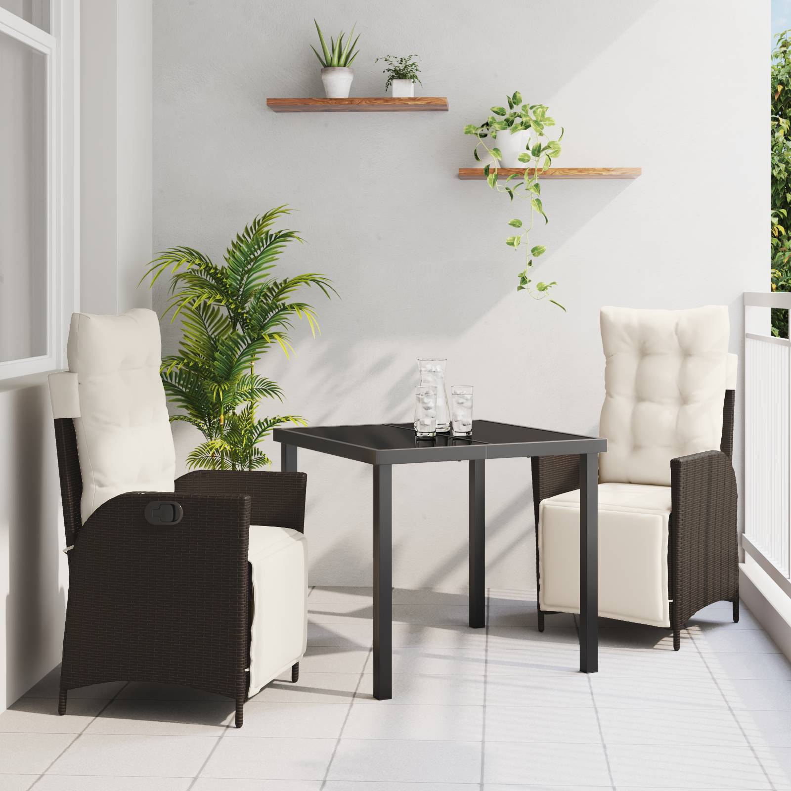 vidaXL 3-teiliges Garten-Esszimmer-Set Braun Poly-Rattan