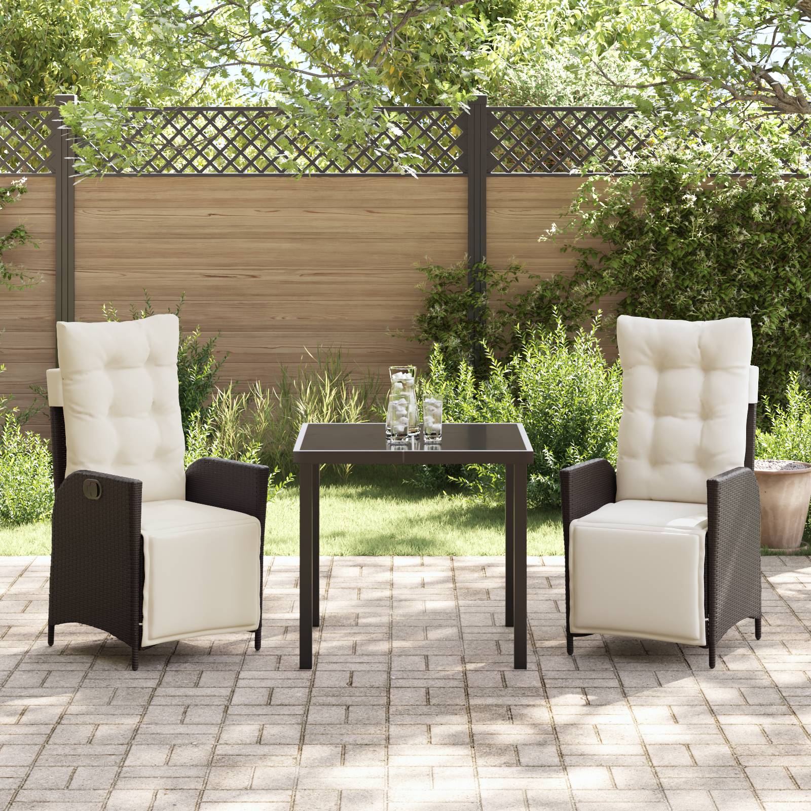 vidaXL 3-teiliges Garten-Esszimmer-Set Braun Poly-Rattan